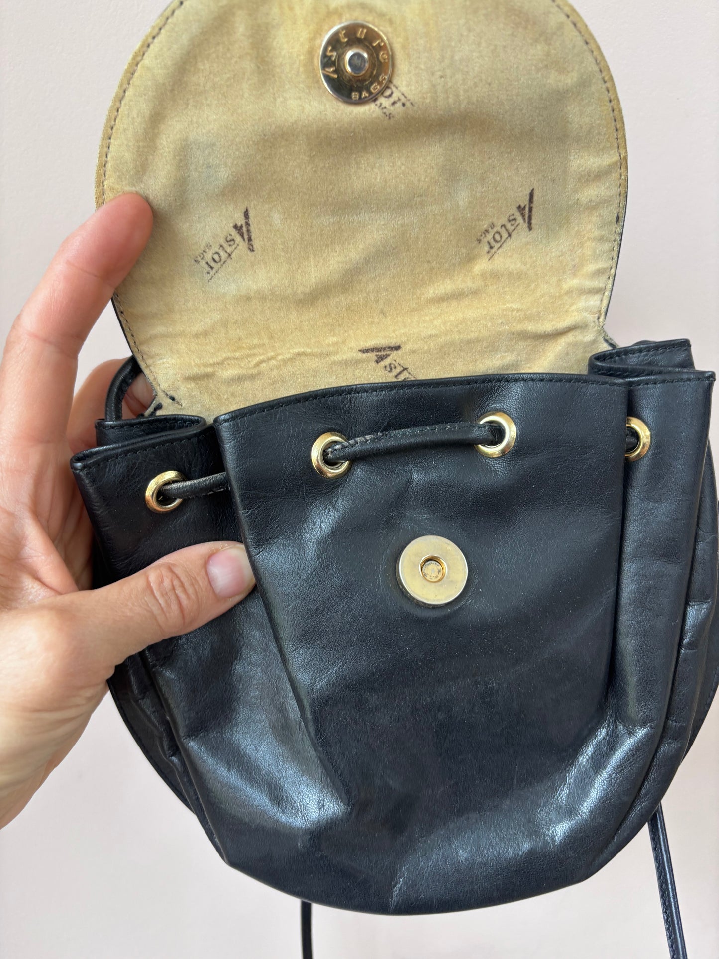 Astor black leather small bag