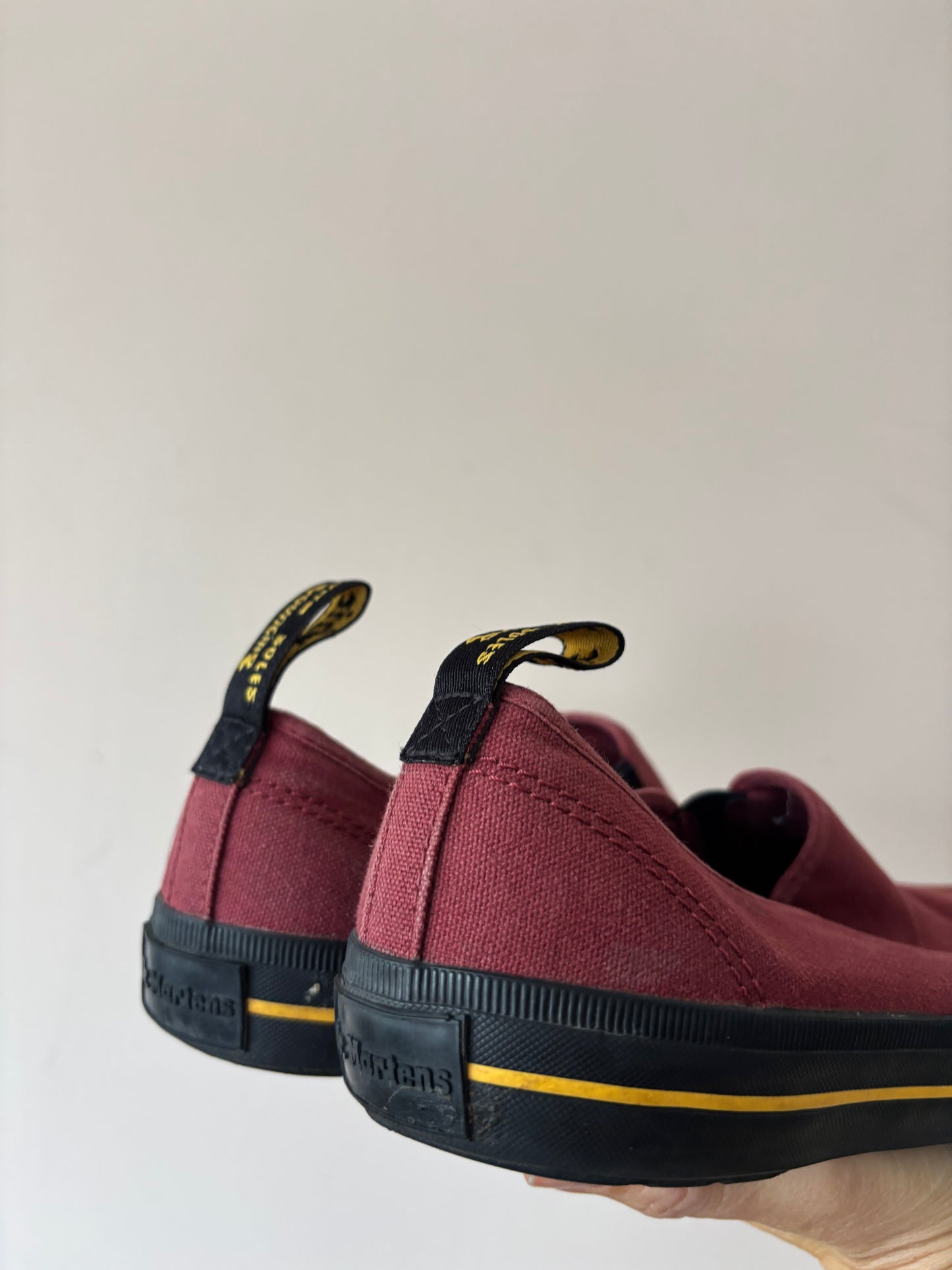 Cherry red canvas Dr Martens shoes size UK6