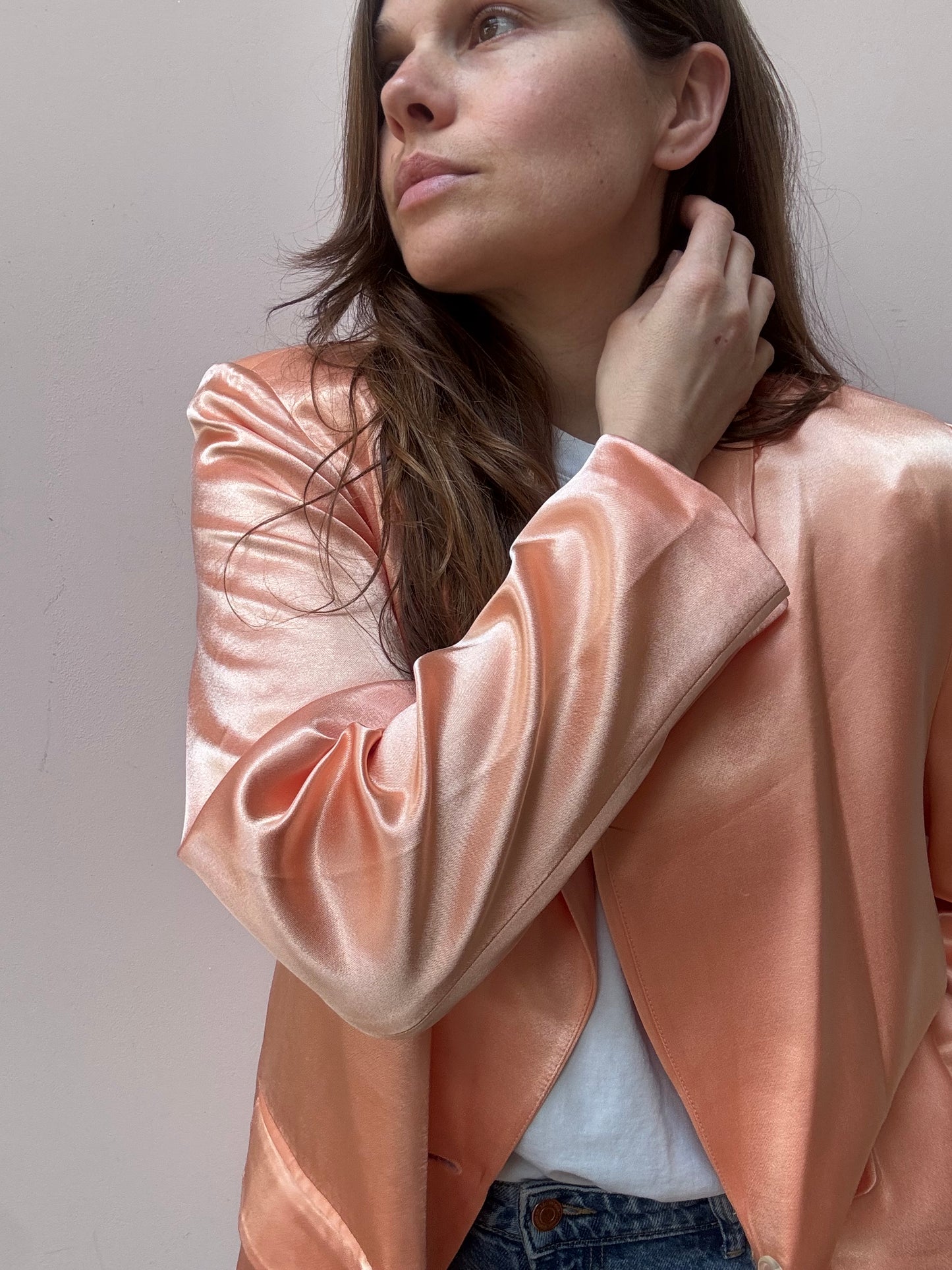Salmon satin blazer size 12/14