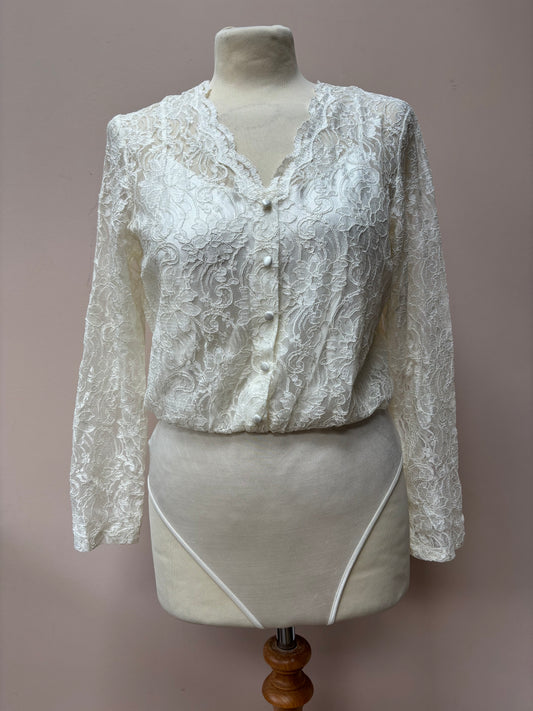 Vintage ivory lace bodysuit size 10/12