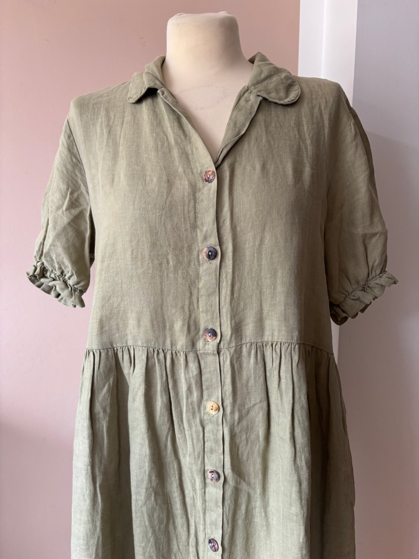 Sage green 100% linen dress wise 10