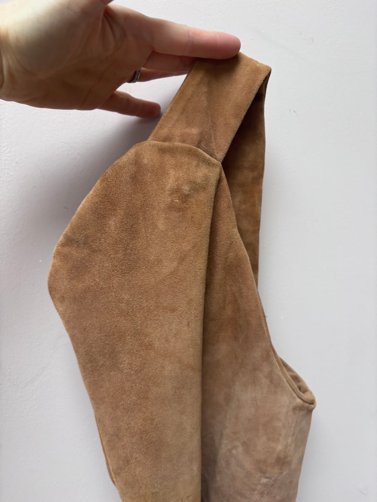 Homemade suede chestnut brown shoulder bag