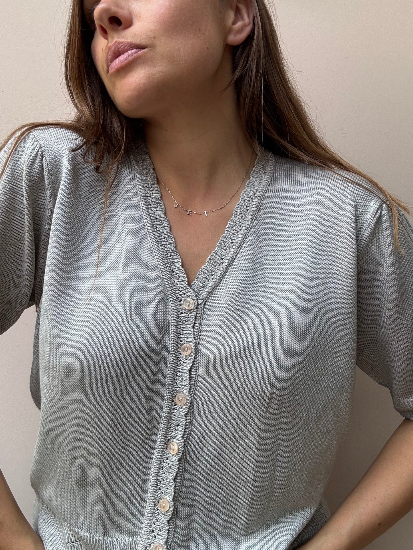 Vintage beige fine knit top size 12