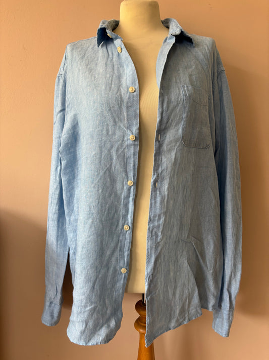 Light blue 100% linen shirt size Large