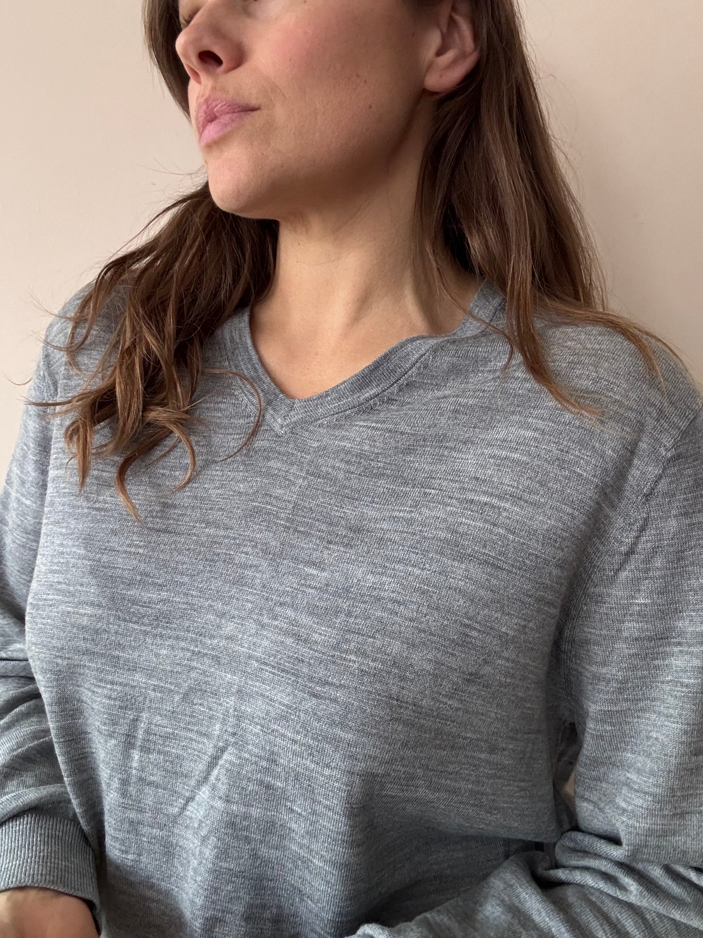 100% grey merino wool jumper size Medium