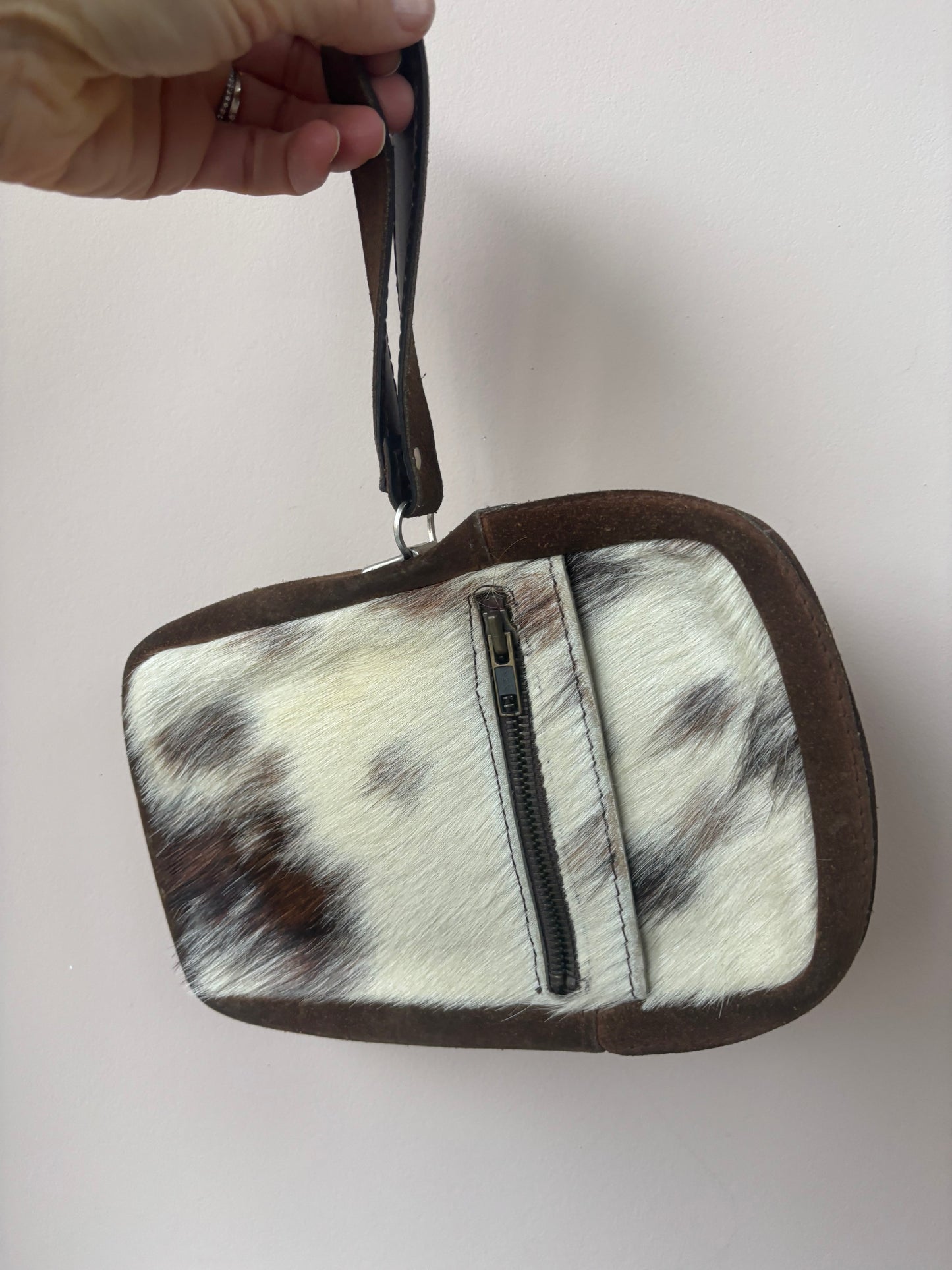 Leather & hair clutch bag