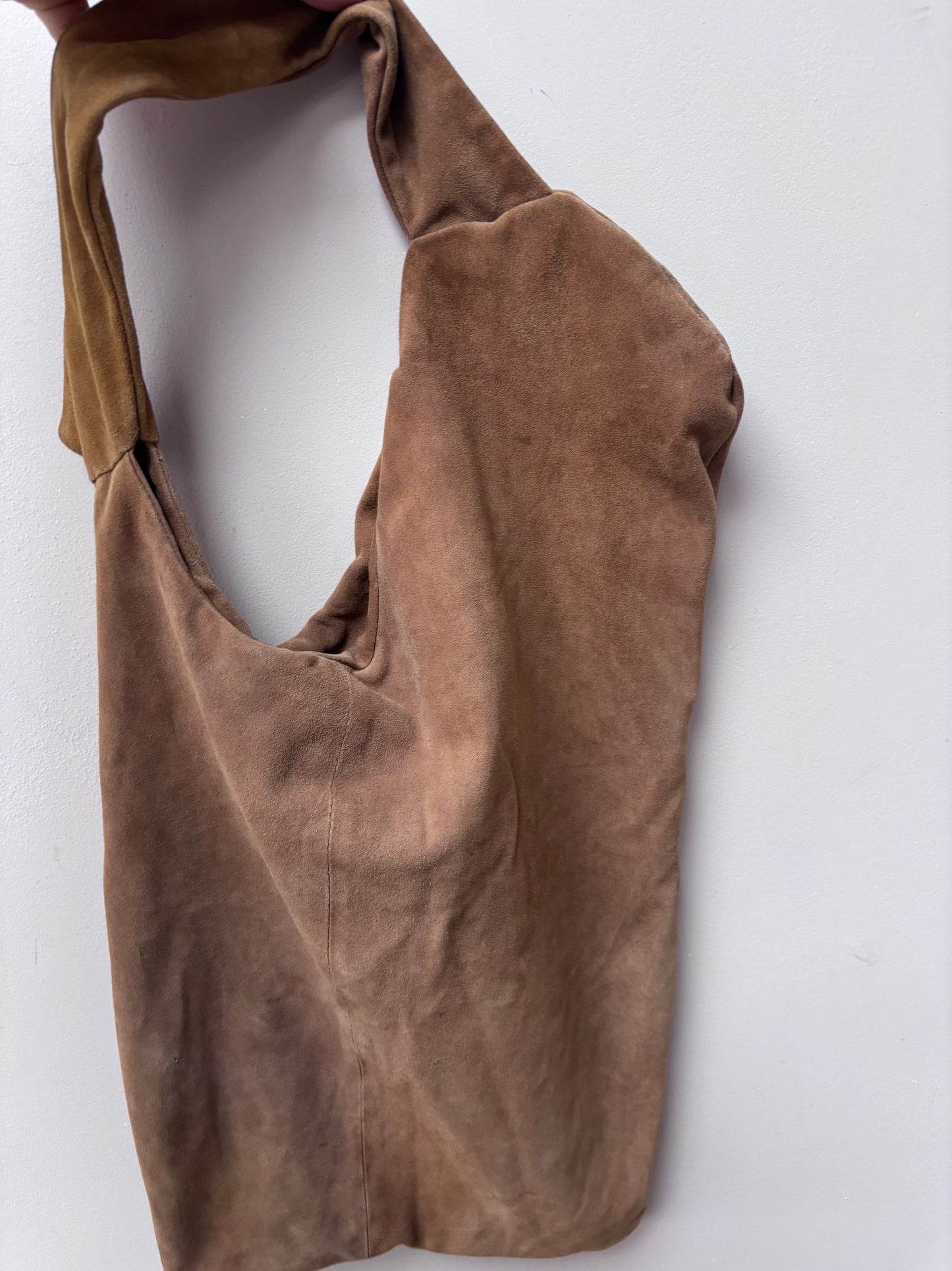 Homemade suede chestnut brown shoulder bag