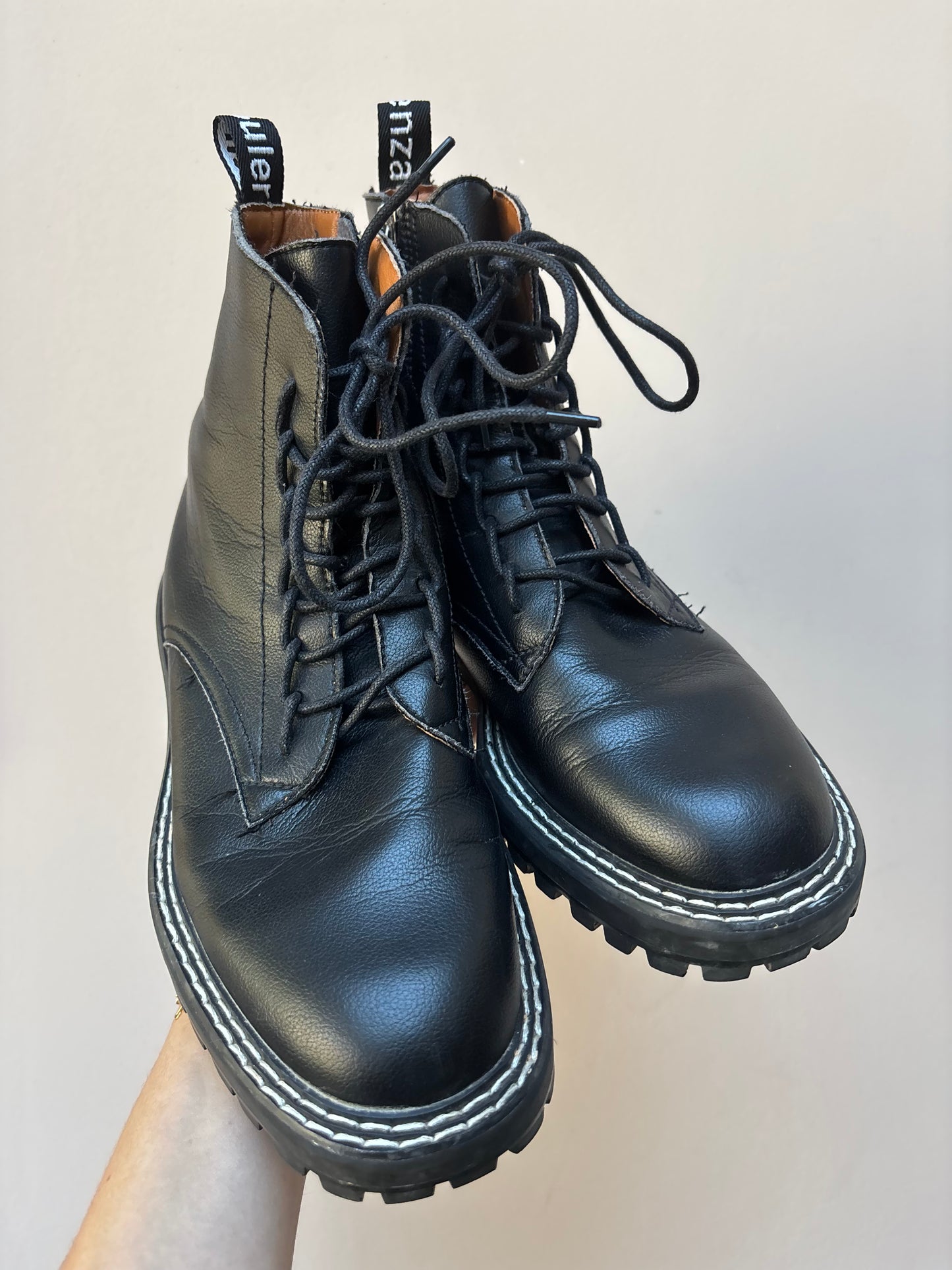 Proenza Schouler black leather boots size UK6.5