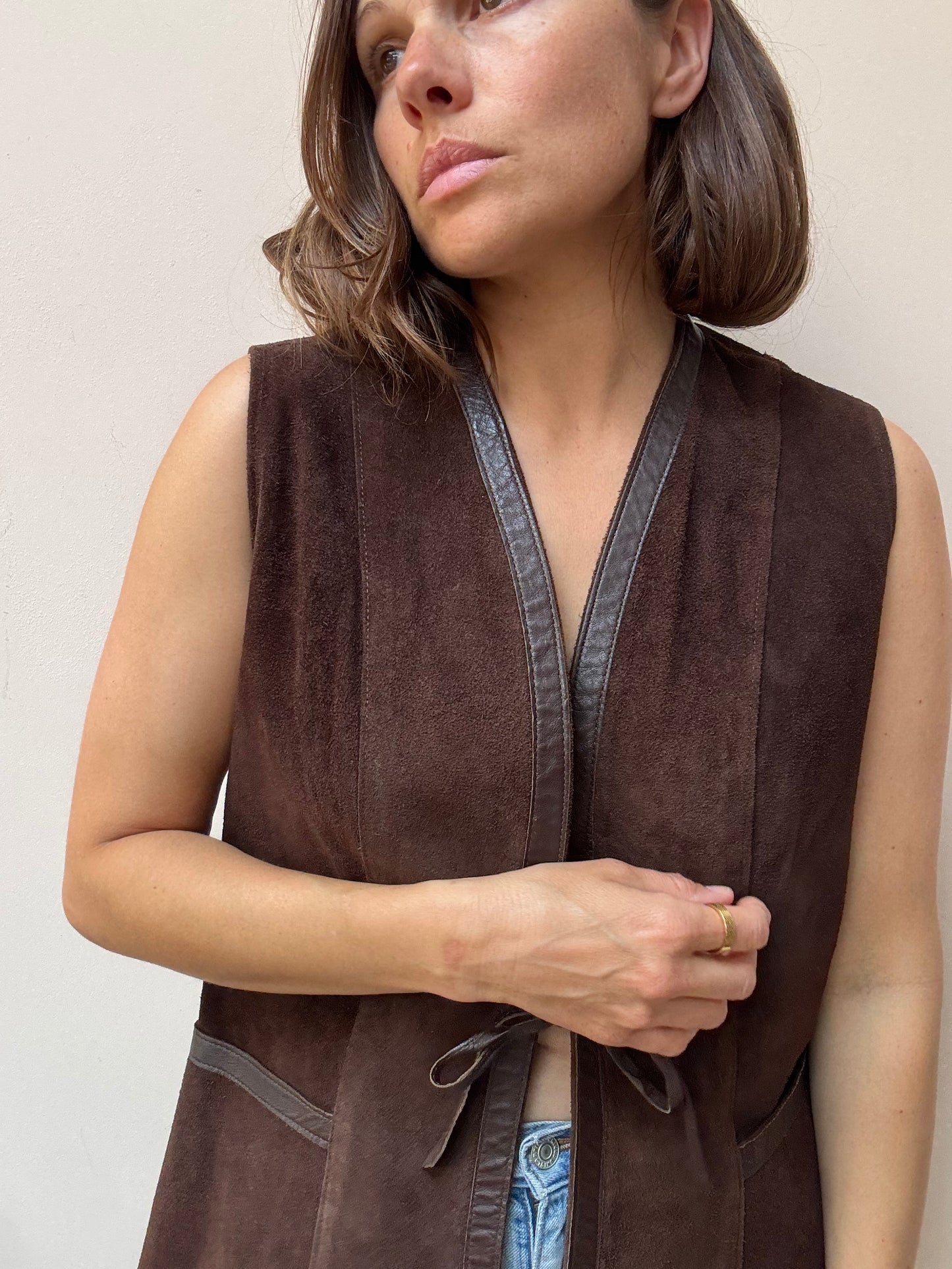 Vintage brown suede waistcoat size Medium