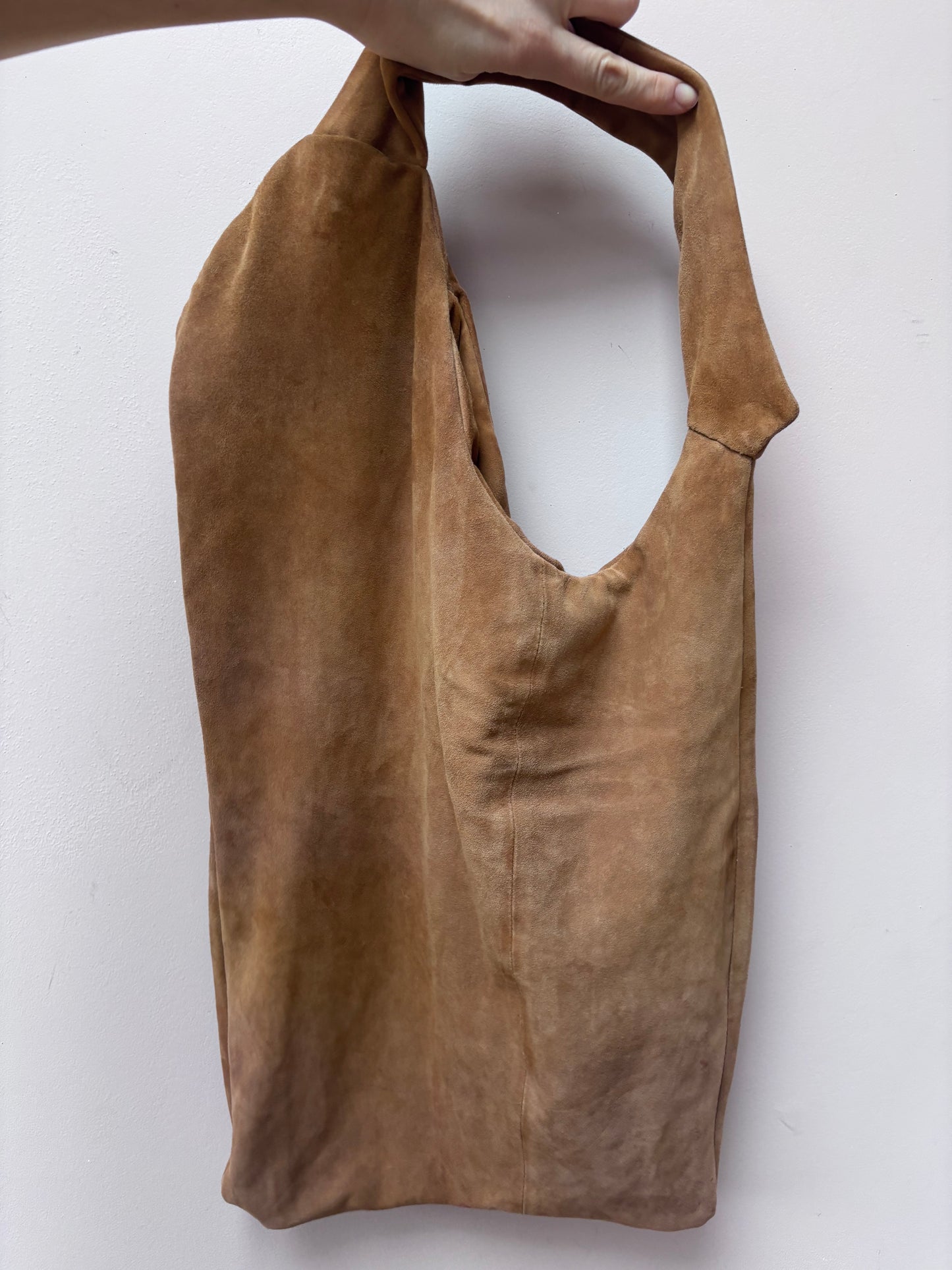 Homemade suede chestnut brown shoulder bag