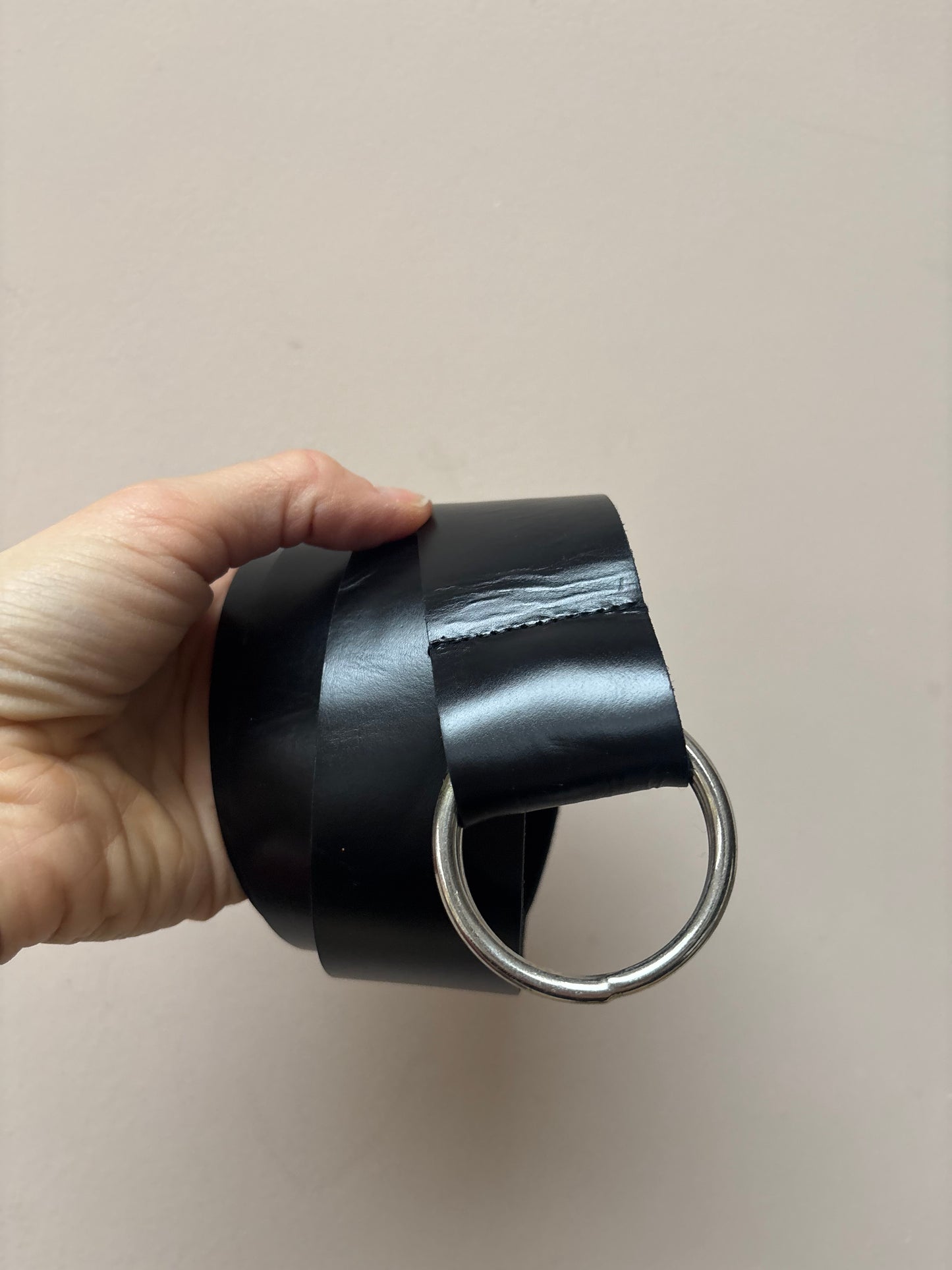 Black leather adjustable belt size medium