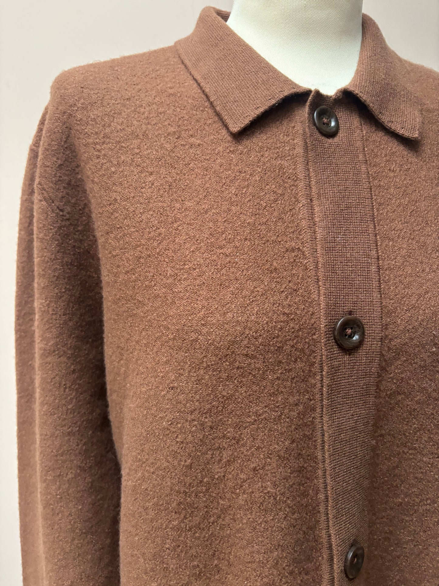 Brown 100% merino wool cardigan size Large