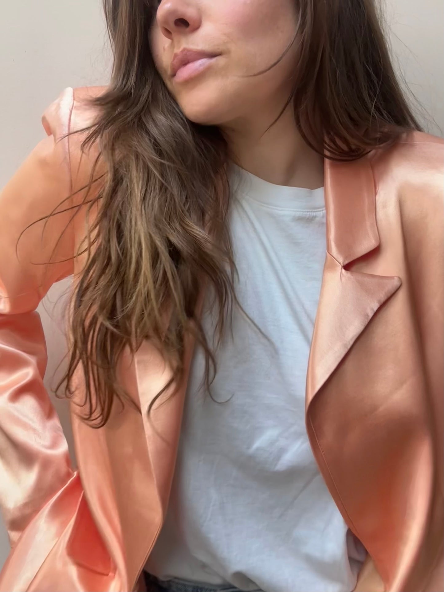 Salmon satin blazer size 12/14