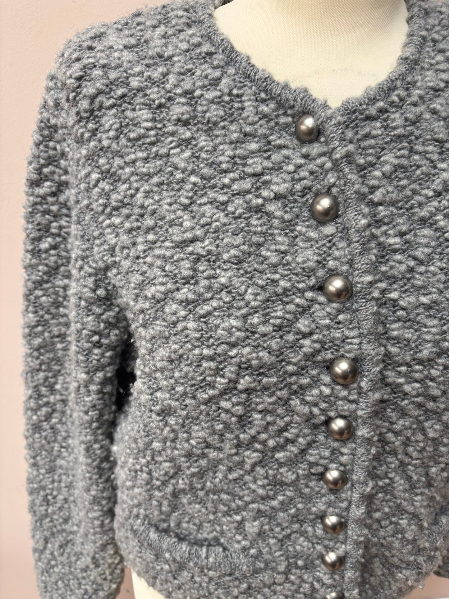 Lodenfrey wool grey boucle cardigan size 10