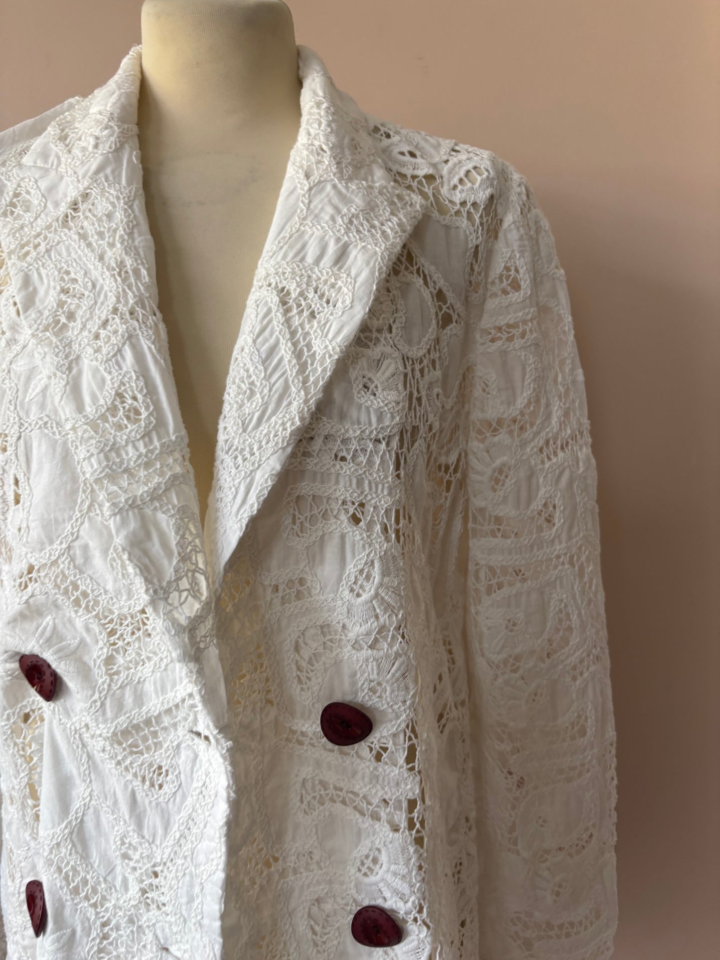 White lace double breasted blazer size Medium