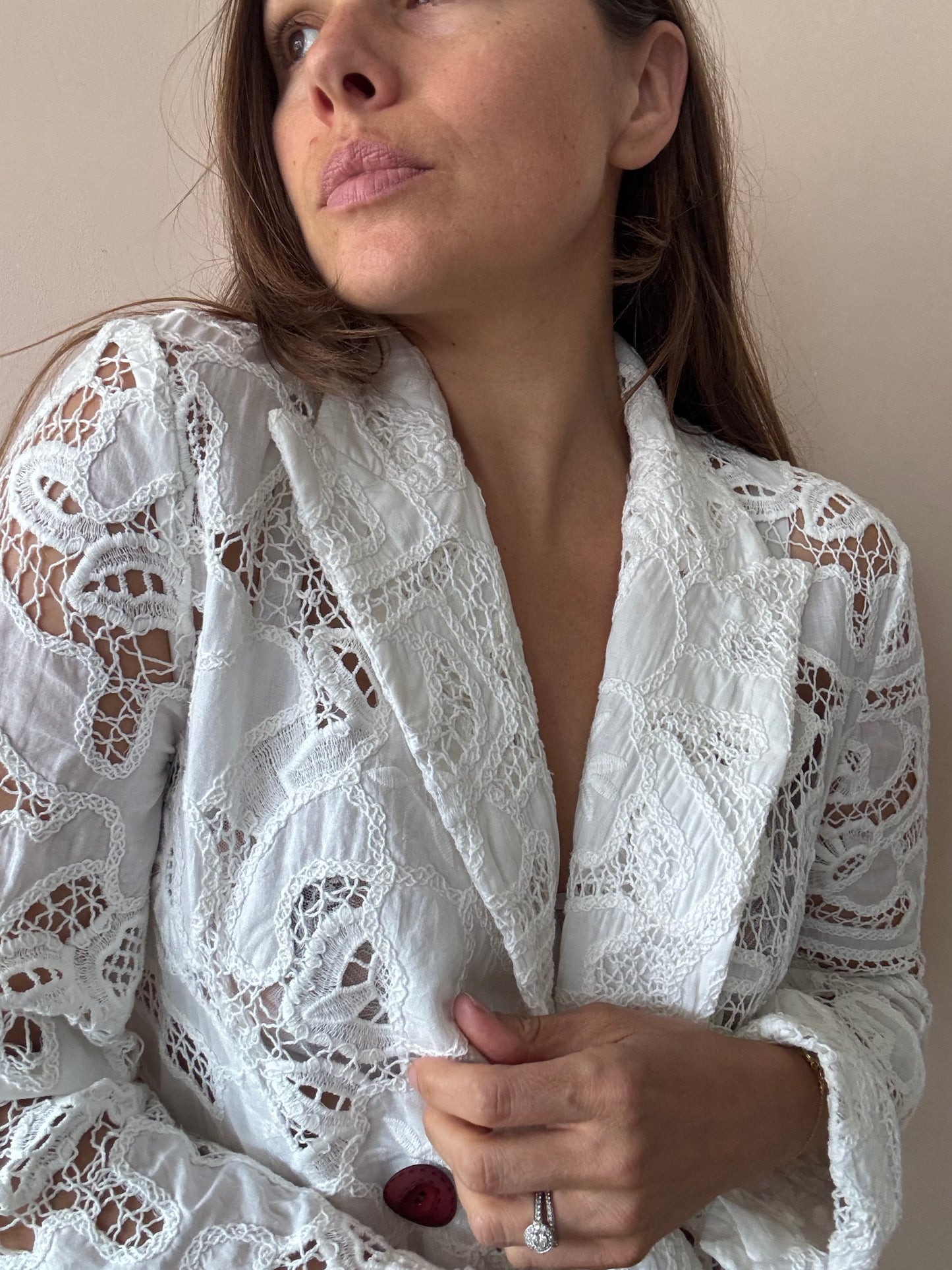 White lace double breasted blazer size Medium