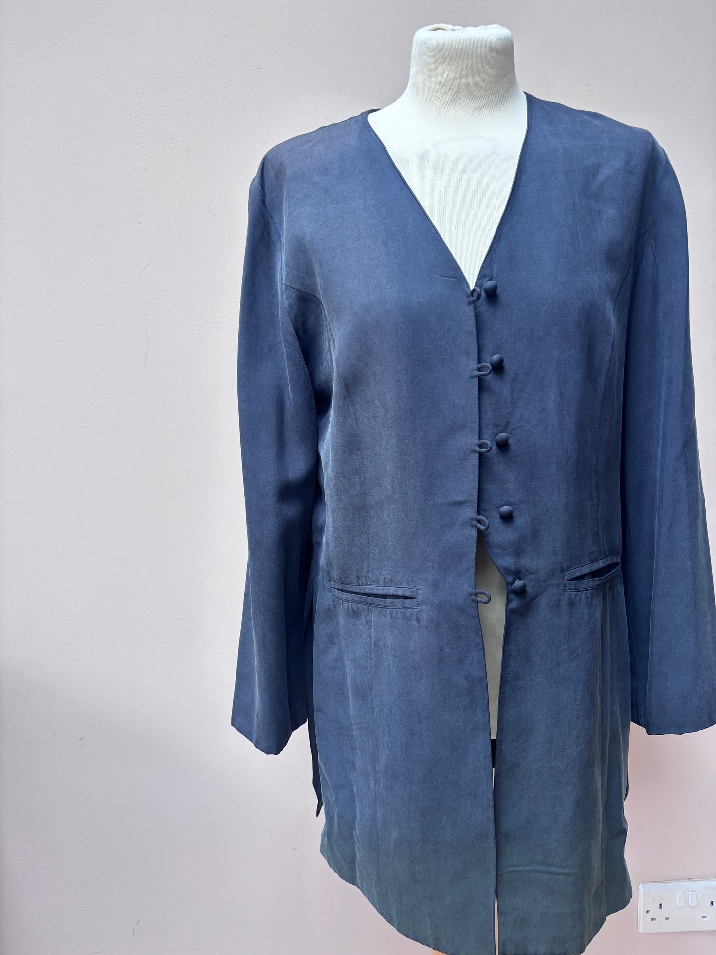 Vintage midnight blue 100% silk jacket size 10/12