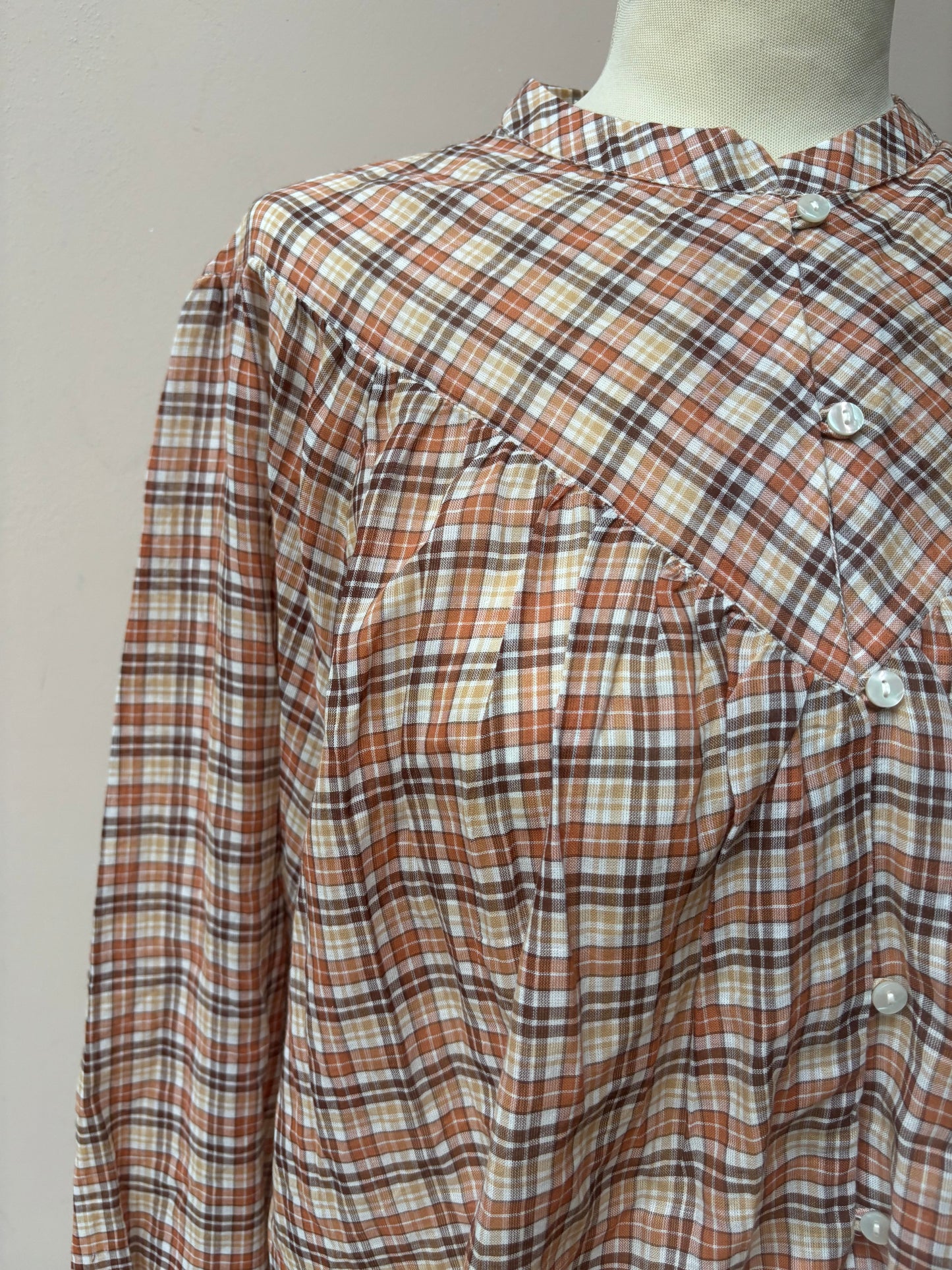 Gingham check 100% cotton blouse size 12/14