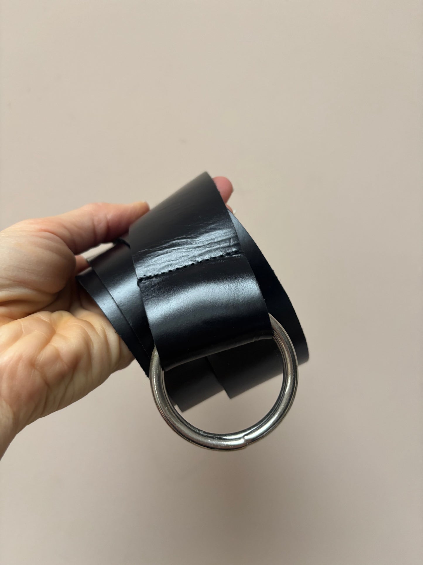 Black leather adjustable belt size medium
