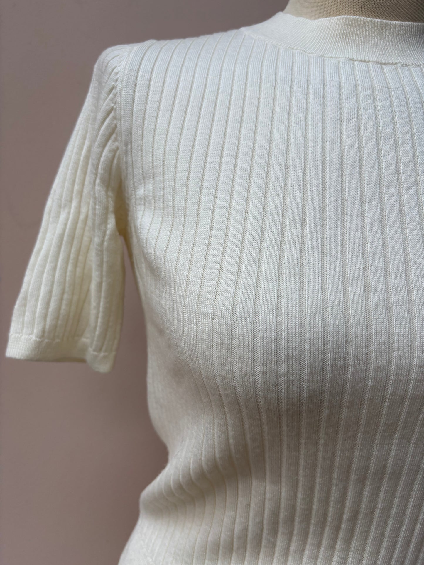Cream 100% wool ribbed under layer size S/M