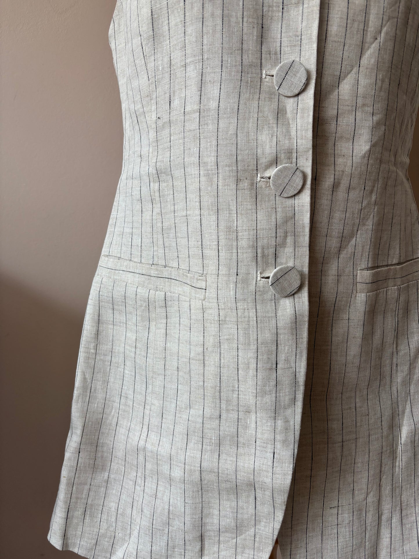 100% linen long waistcoat size 12 BNWT