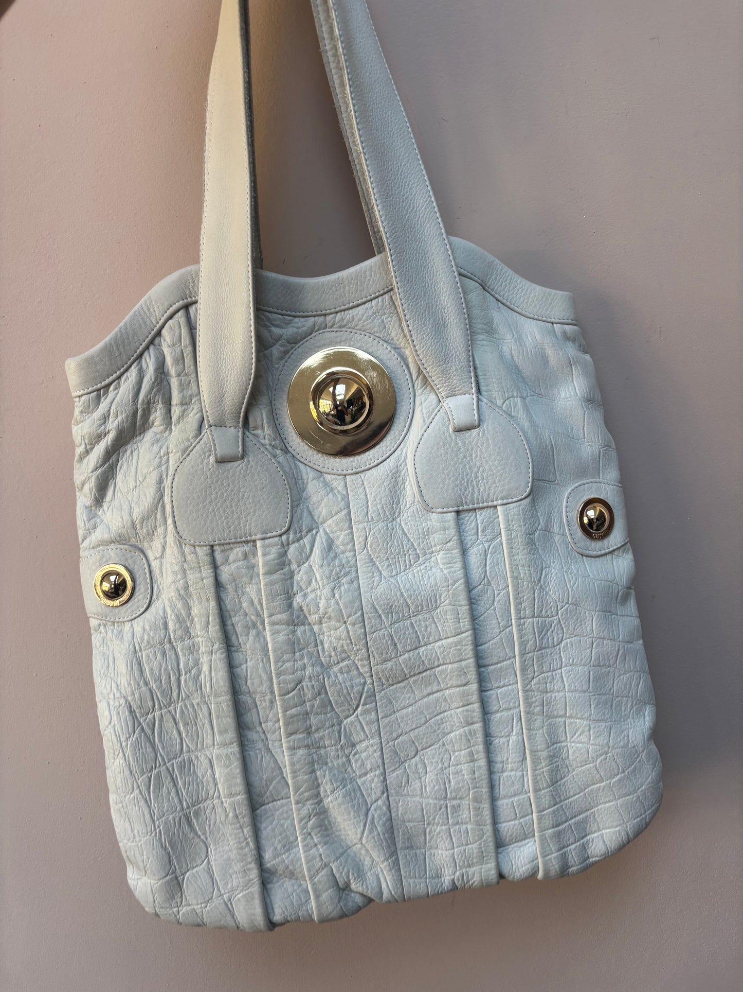 Pale blue leather bag