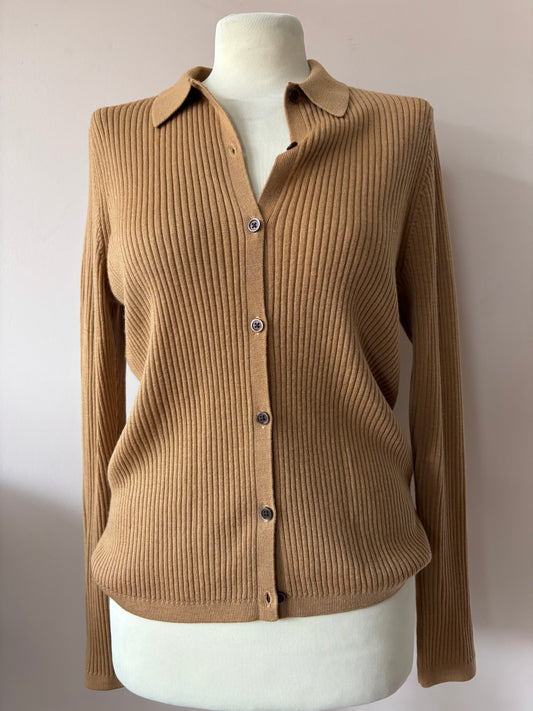 Brown ribbed wool cardigan size 12/14