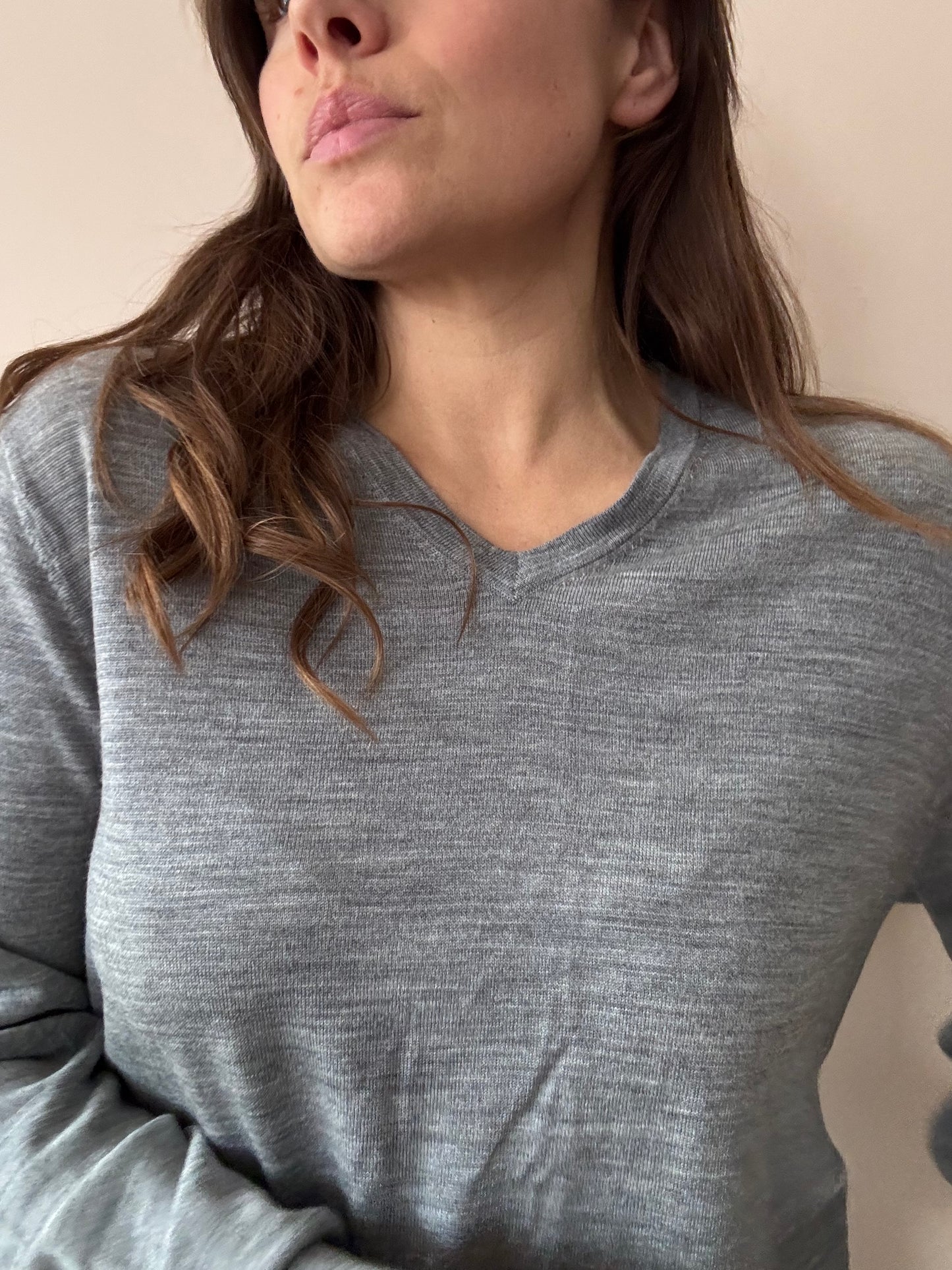 100% grey merino wool jumper size Medium