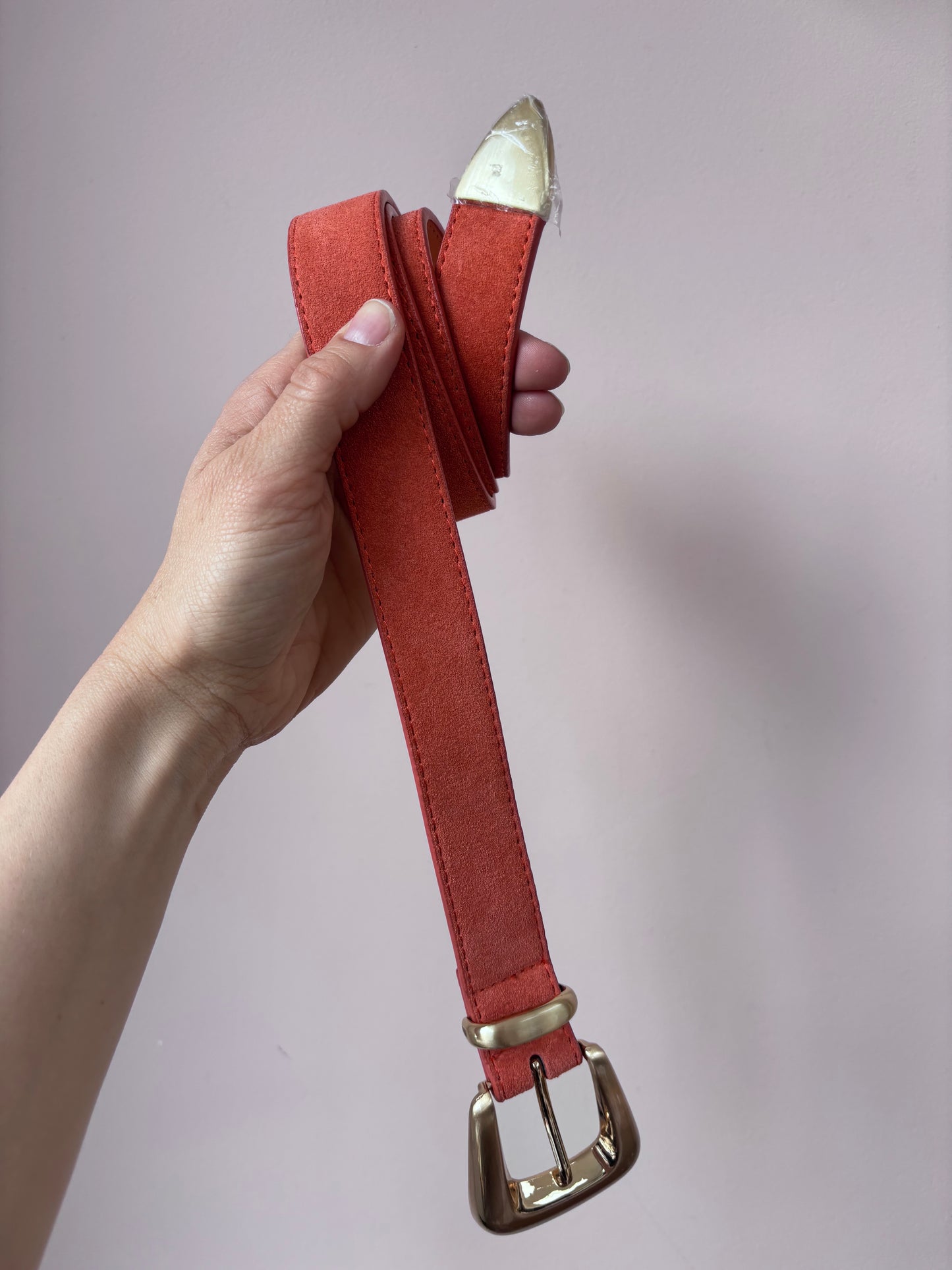 Peachy suede leather belt size 10/12