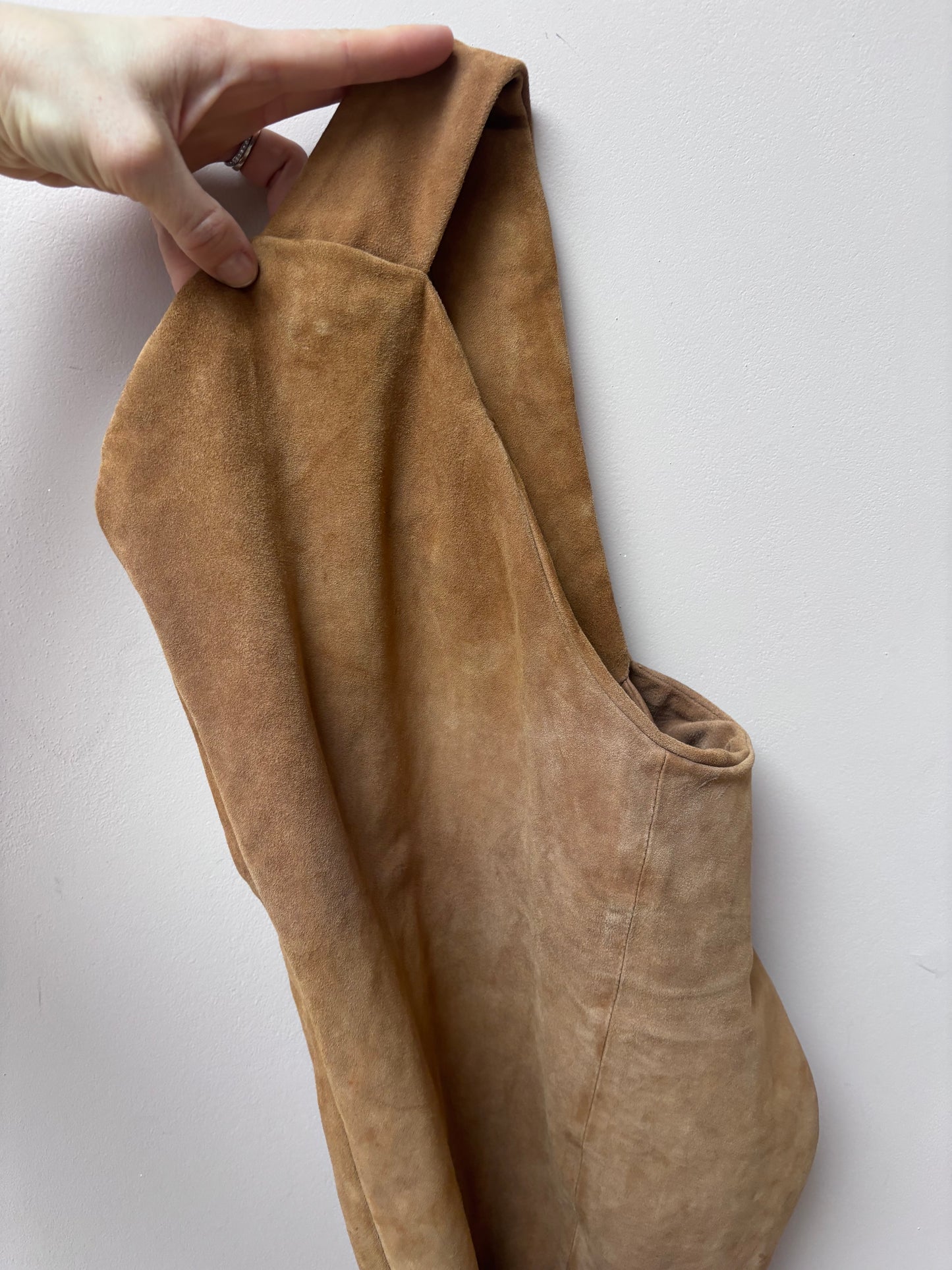 Homemade suede chestnut brown shoulder bag