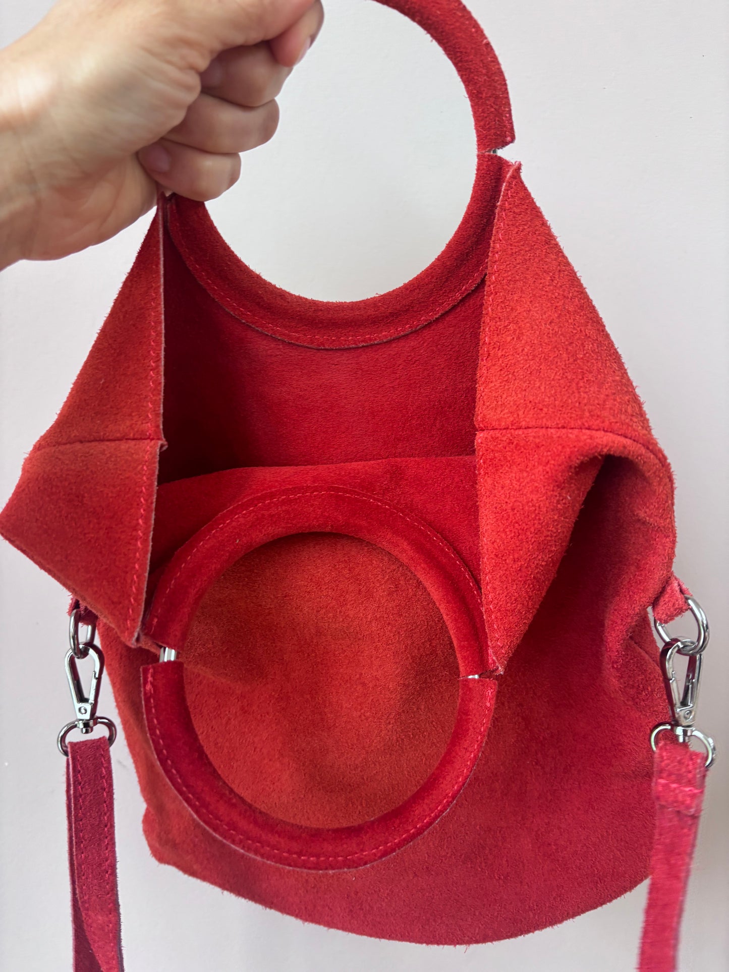 Red suede bag