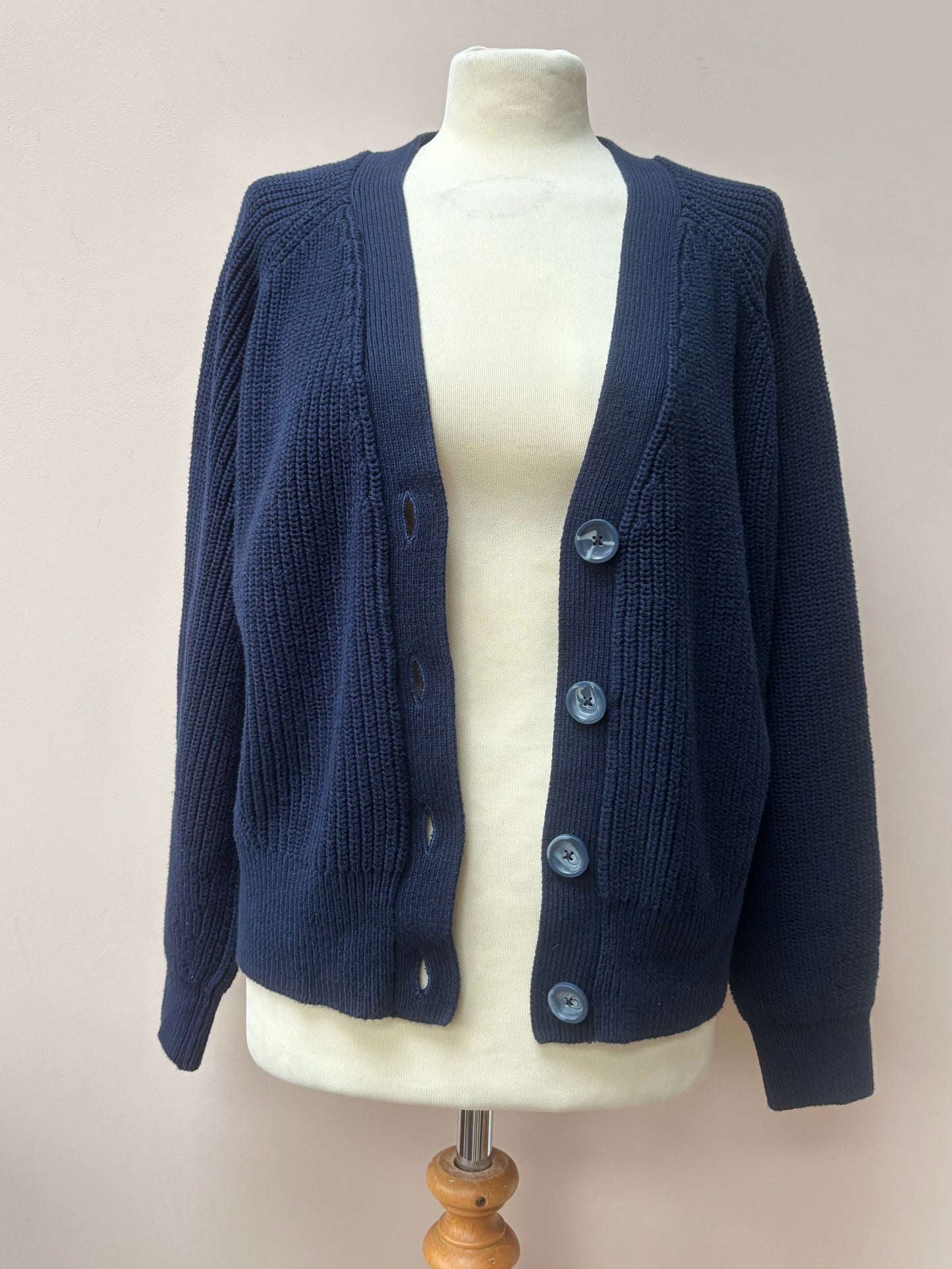 Navy 100% cotton cardigan size10/12