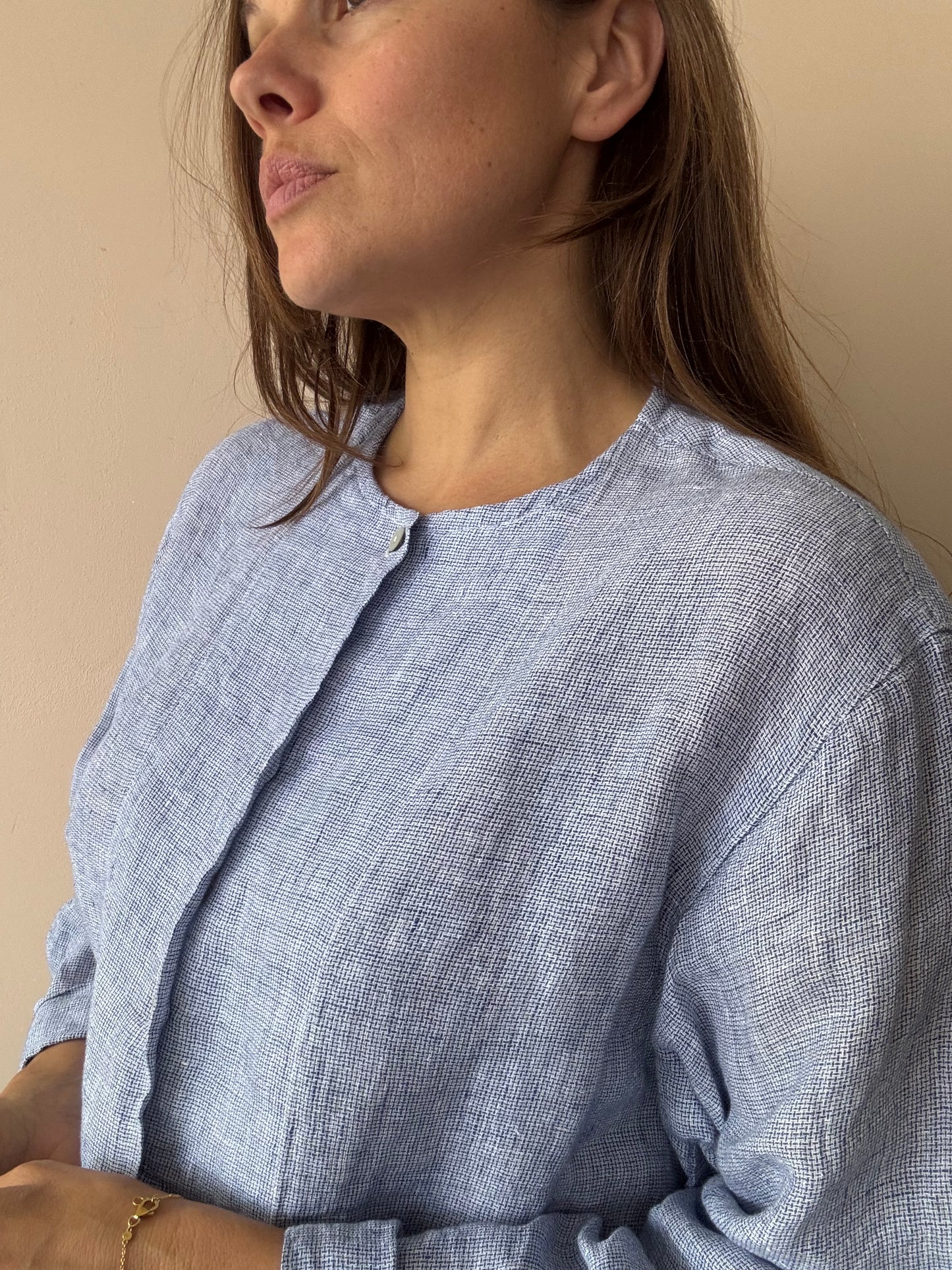 Pale blue 100% linen shirt size 12