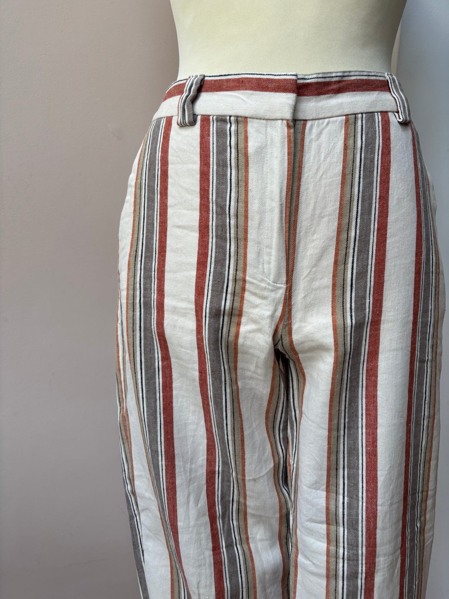 Cotton linen mix striped trousers size 10/12