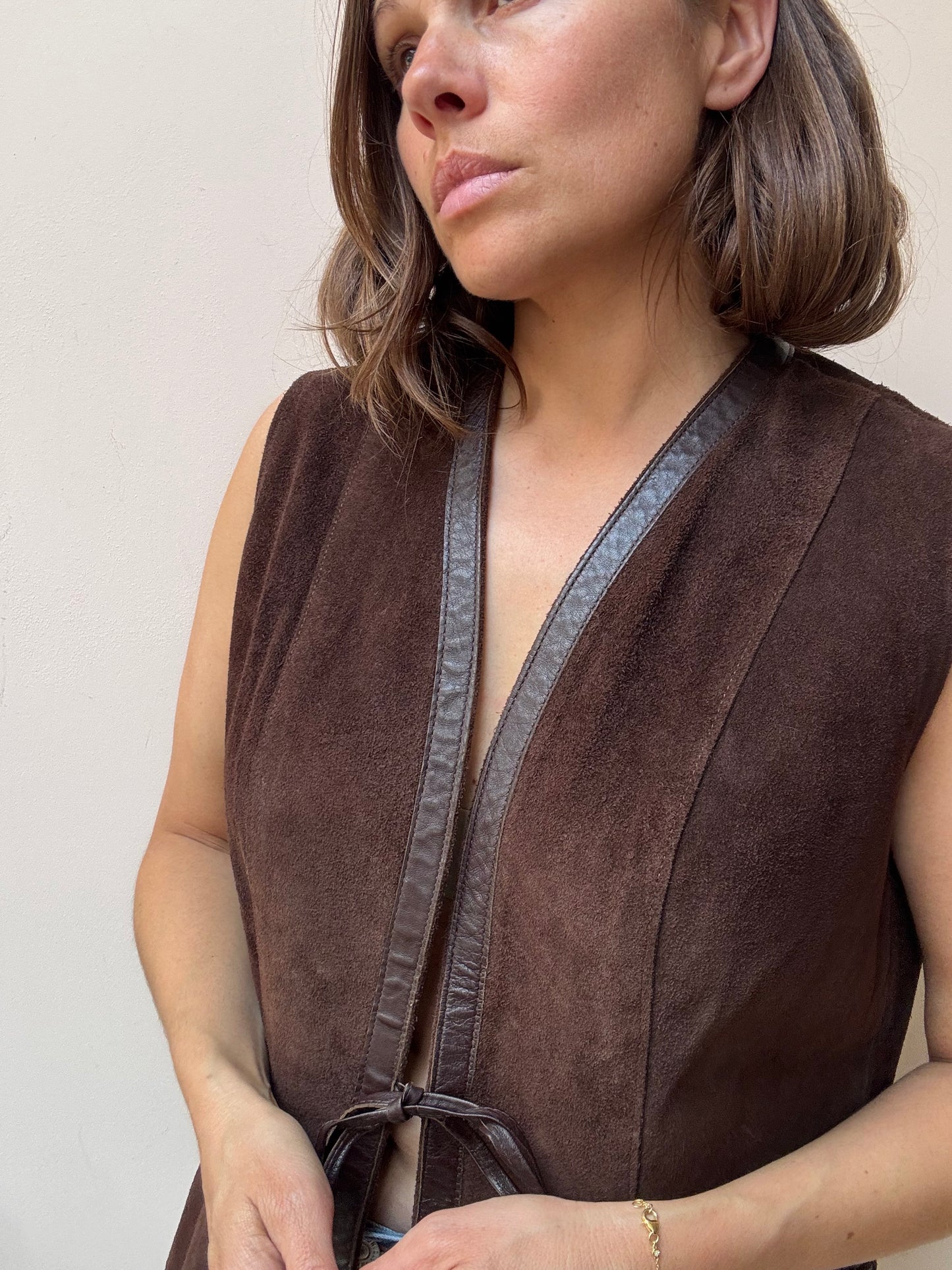 Vintage brown suede waistcoat size Medium