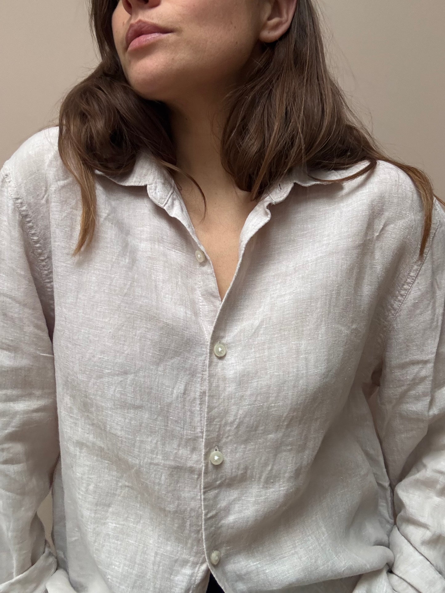 Greige 100% linen shirt size Large