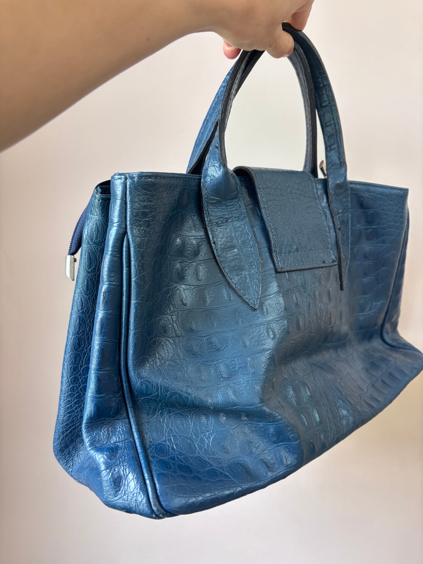 Vintage blue leather bag