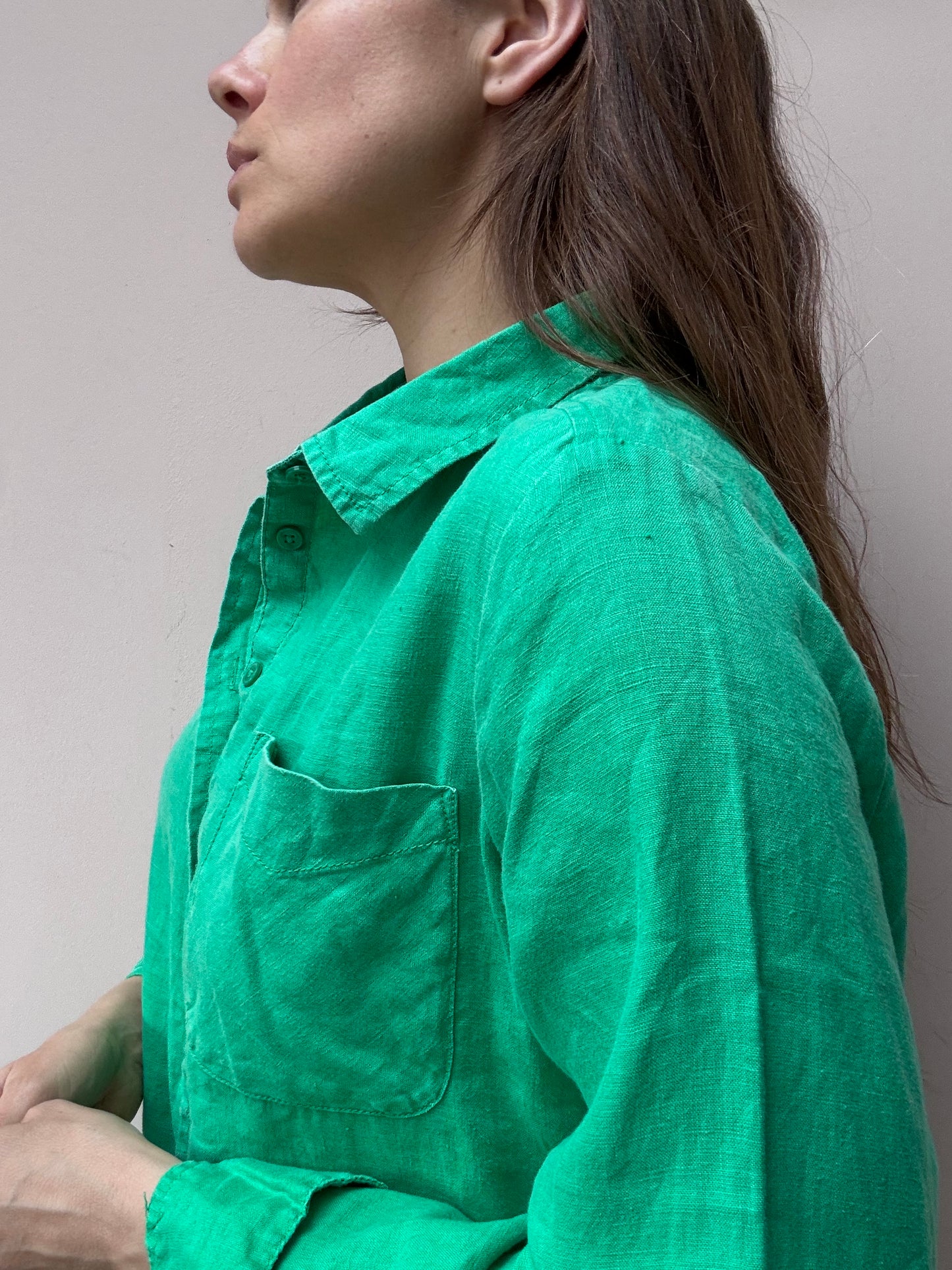 Green 100% linen shorts co ord size 16