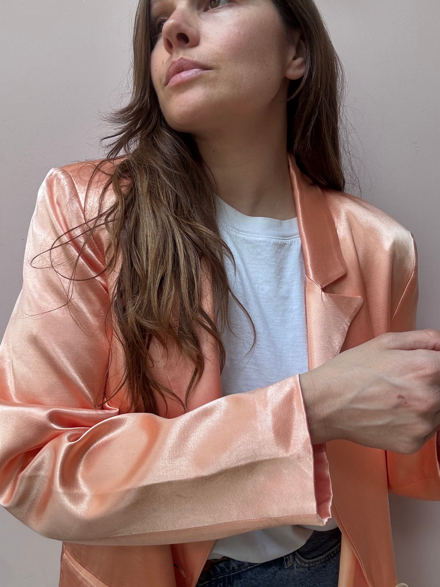 Salmon satin blazer size 12/14