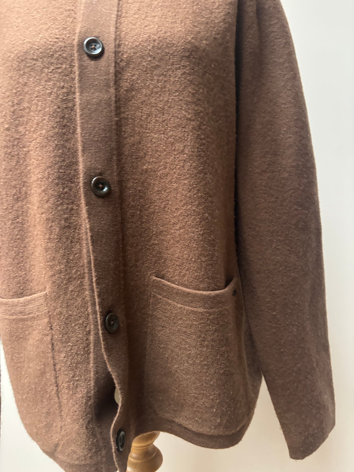 Brown 100% merino wool cardigan size Large