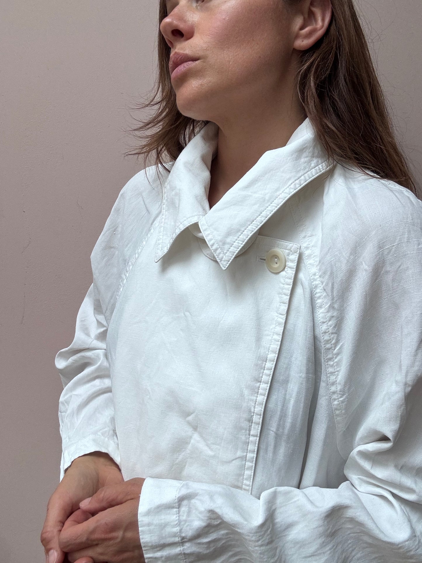 White 100% linen jacket size 14