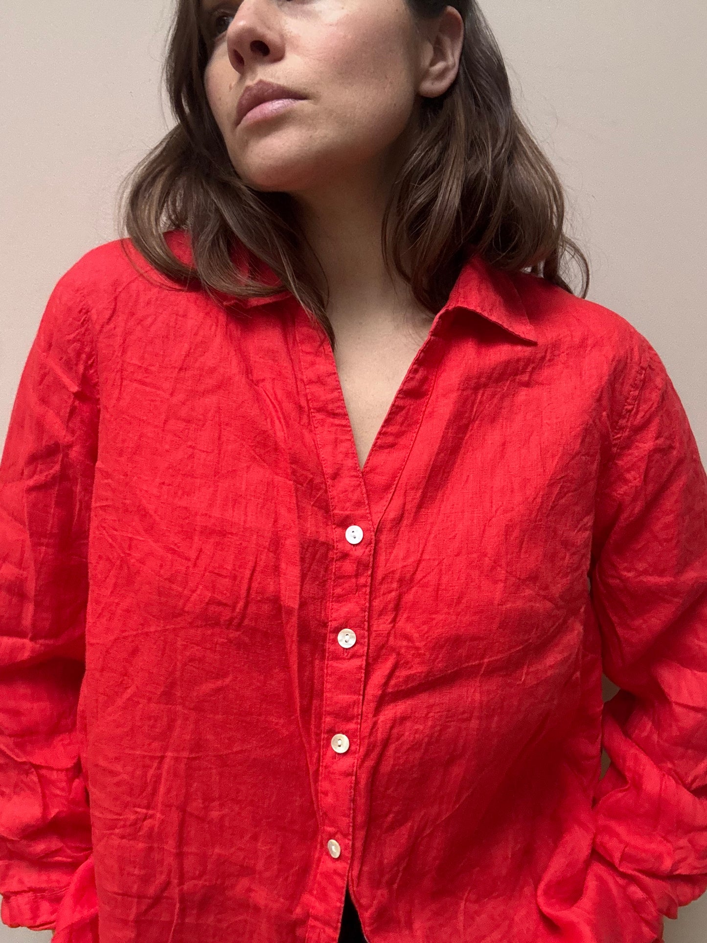 Linen orange red shirt size 12-16