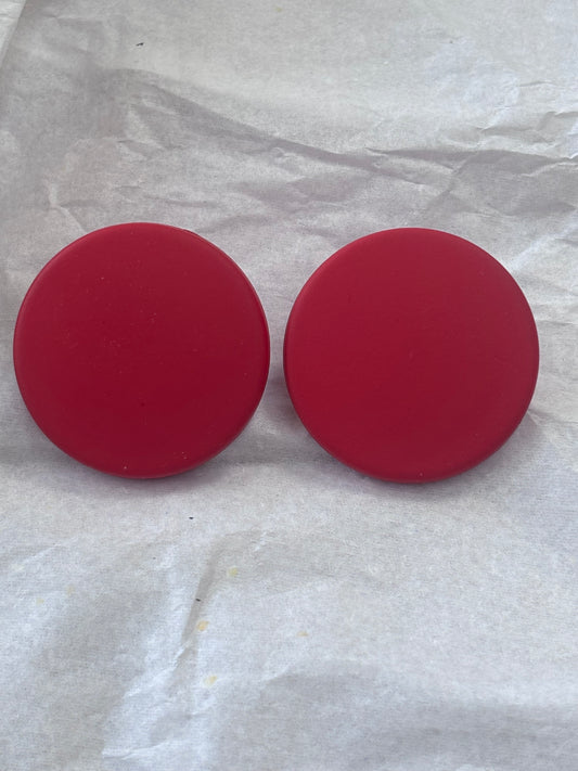 Red circle earrings