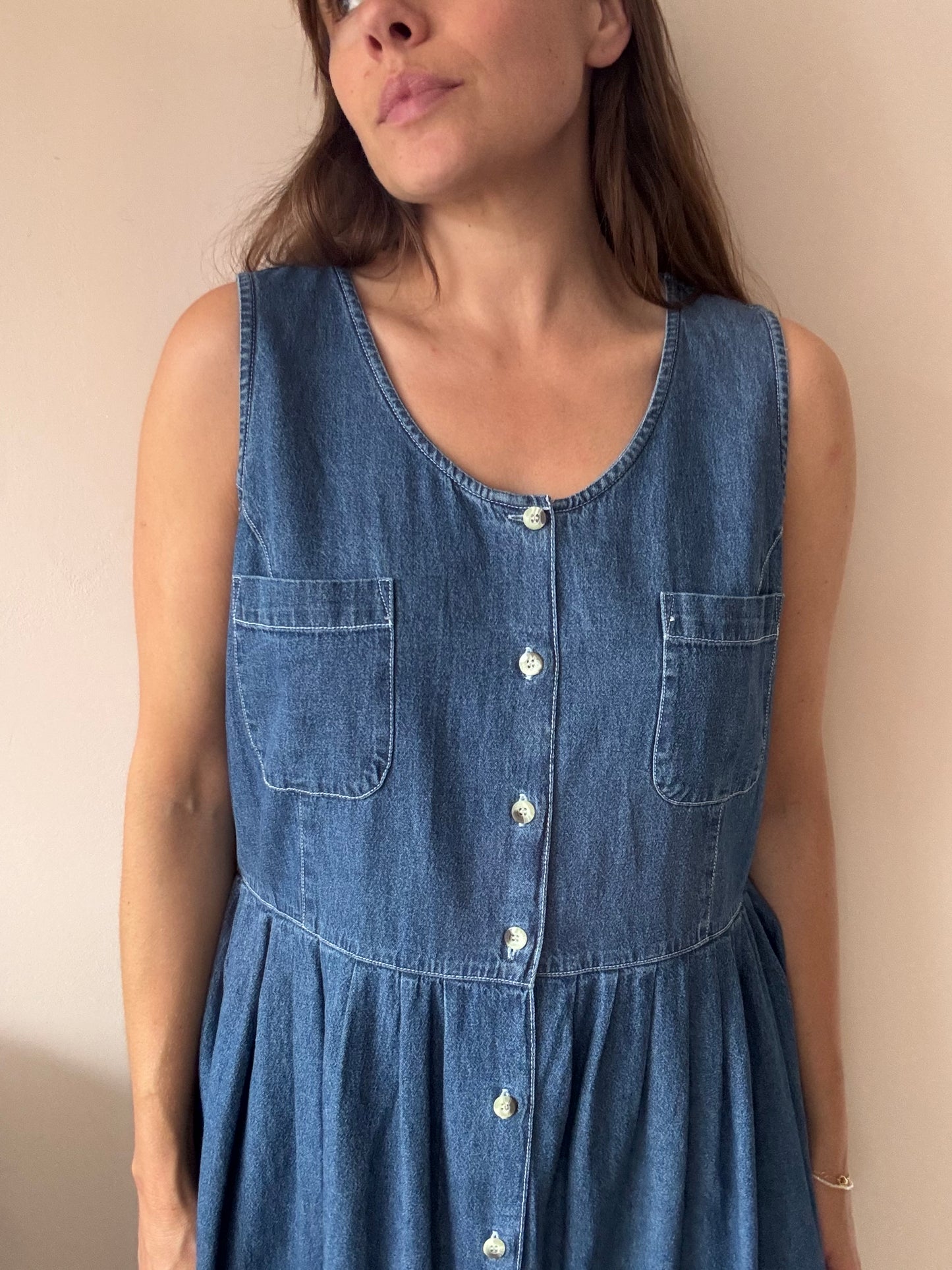 Vintage denim dress 100% cotton size 14/16