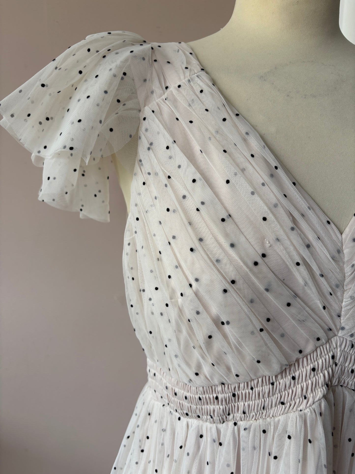 Polka dot layered frill shoulder dress BNWT size 12