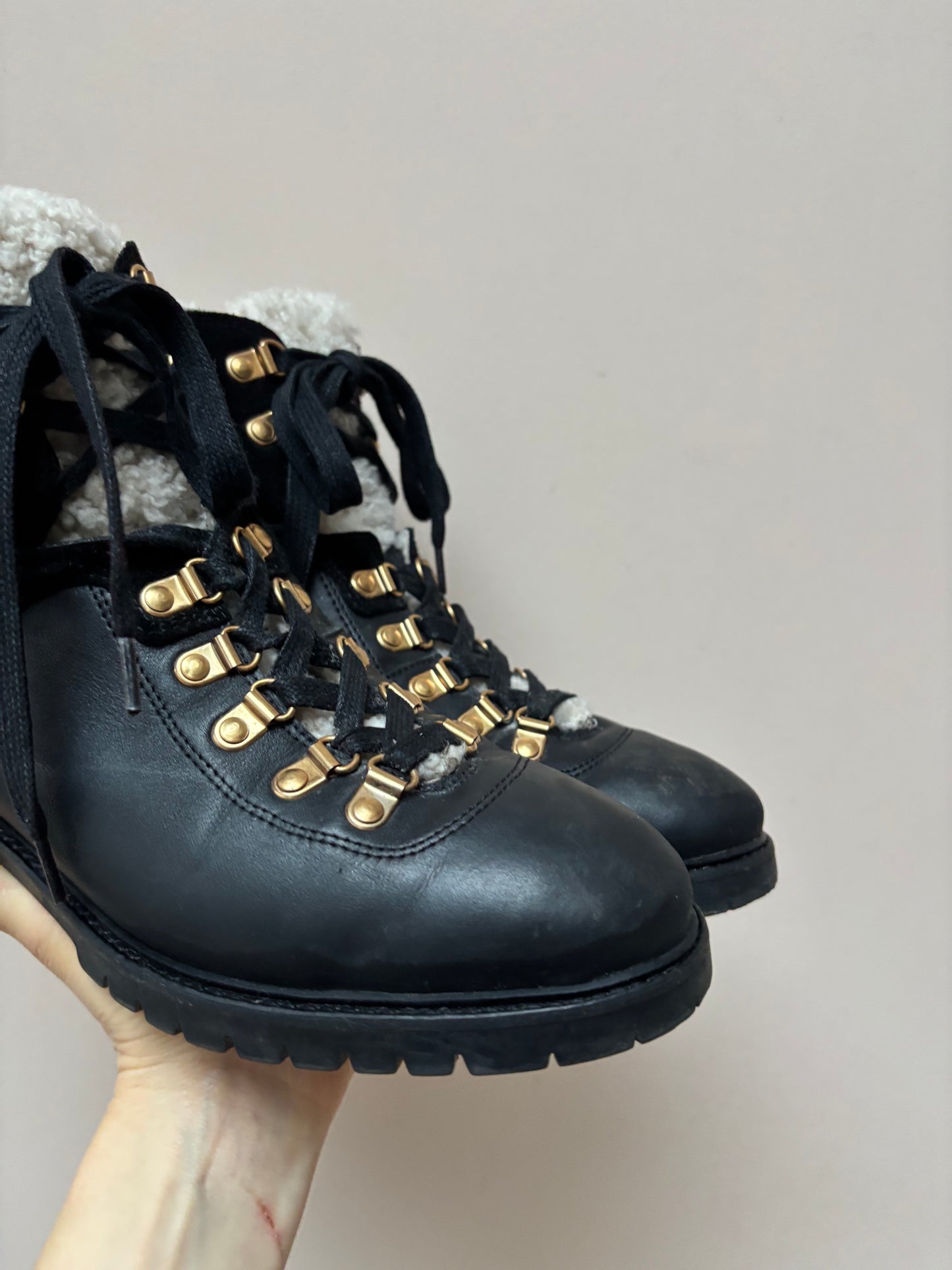 Anonymous Copenhagen black fleece lined leather boots size 41 (UK8)