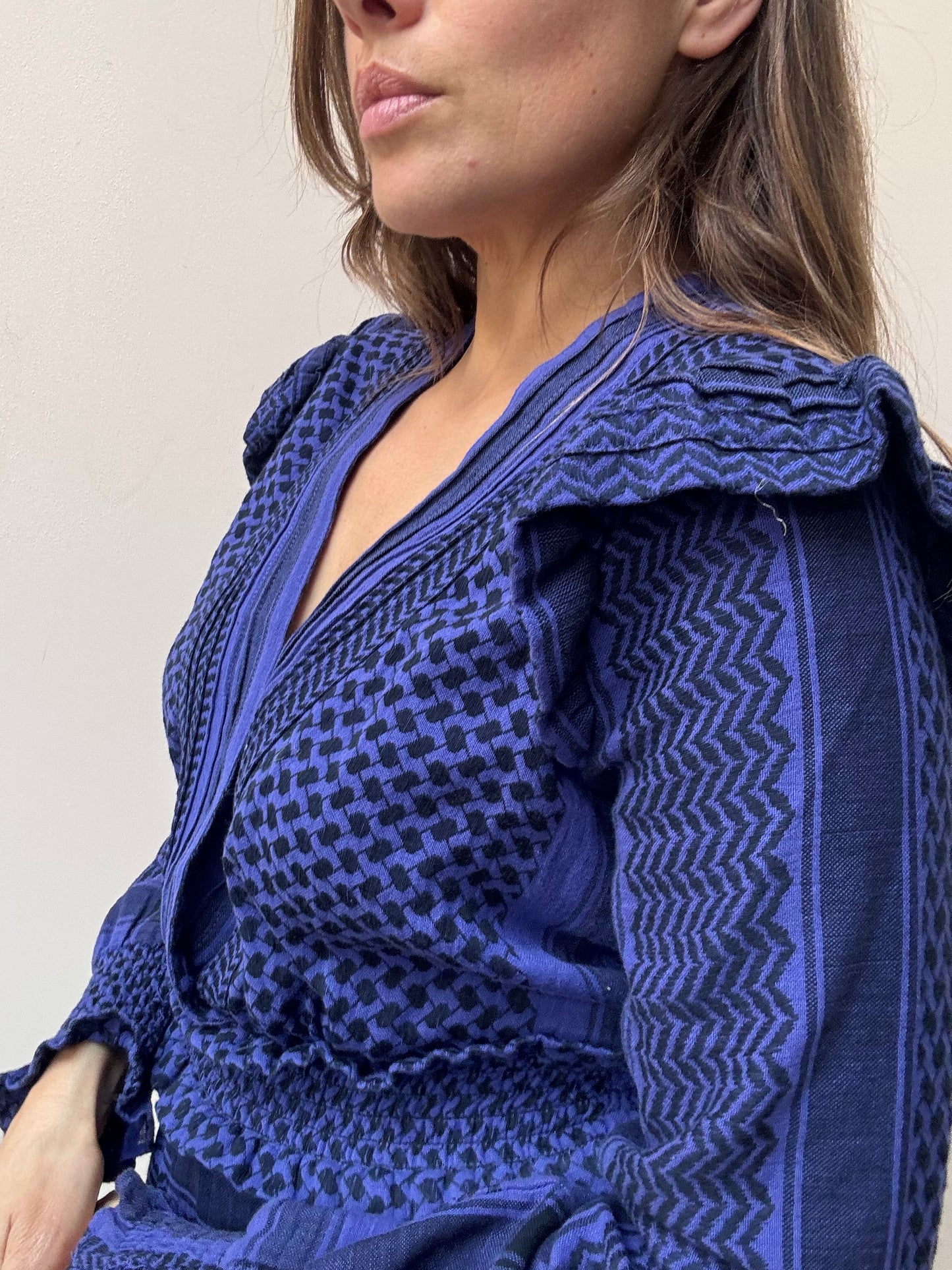 Cotton patterned crossover top size Small