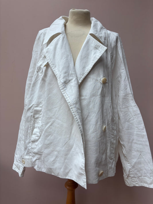 White 100% linen jacket size 14
