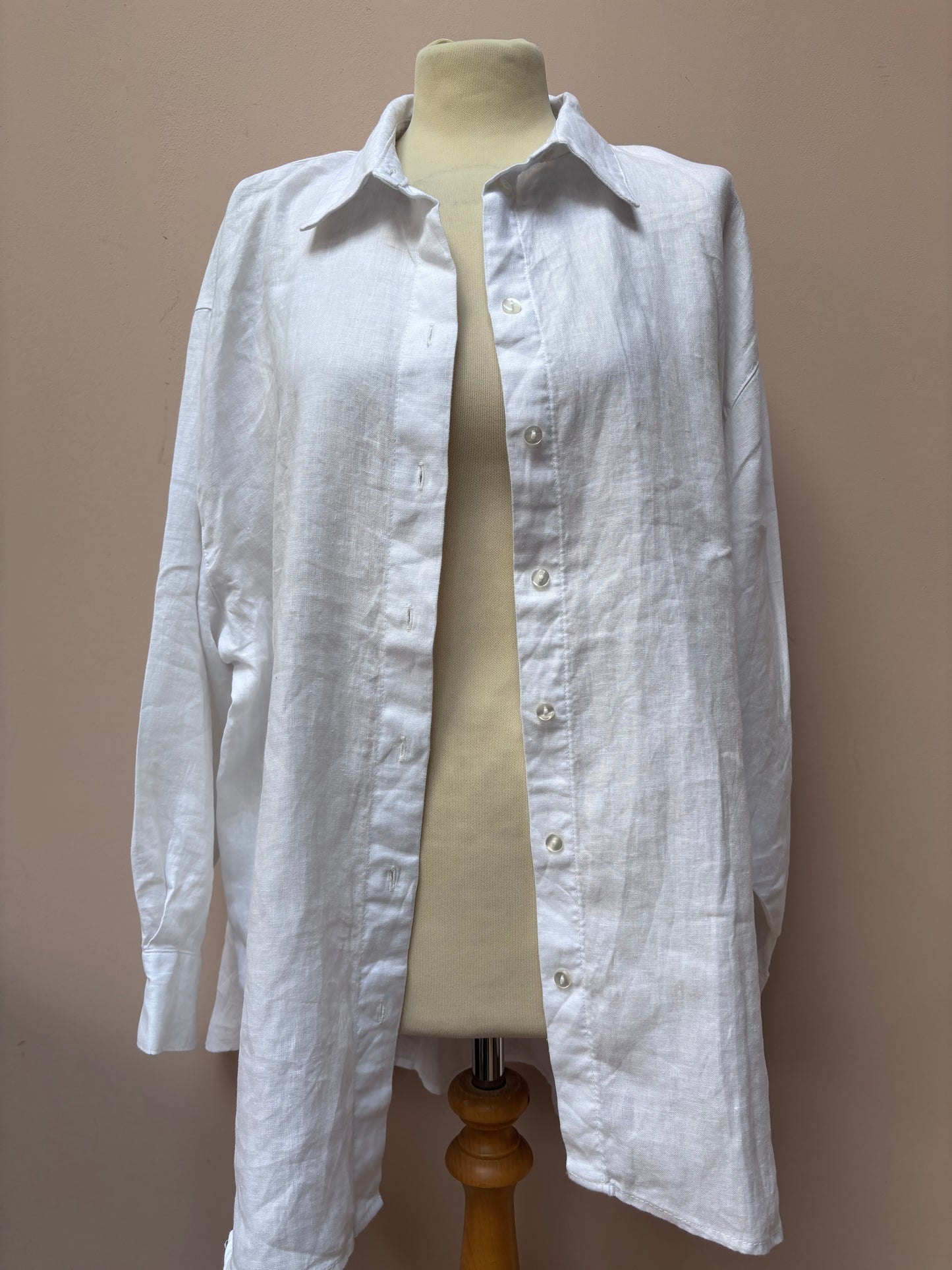 White 100% linen shirt size 18