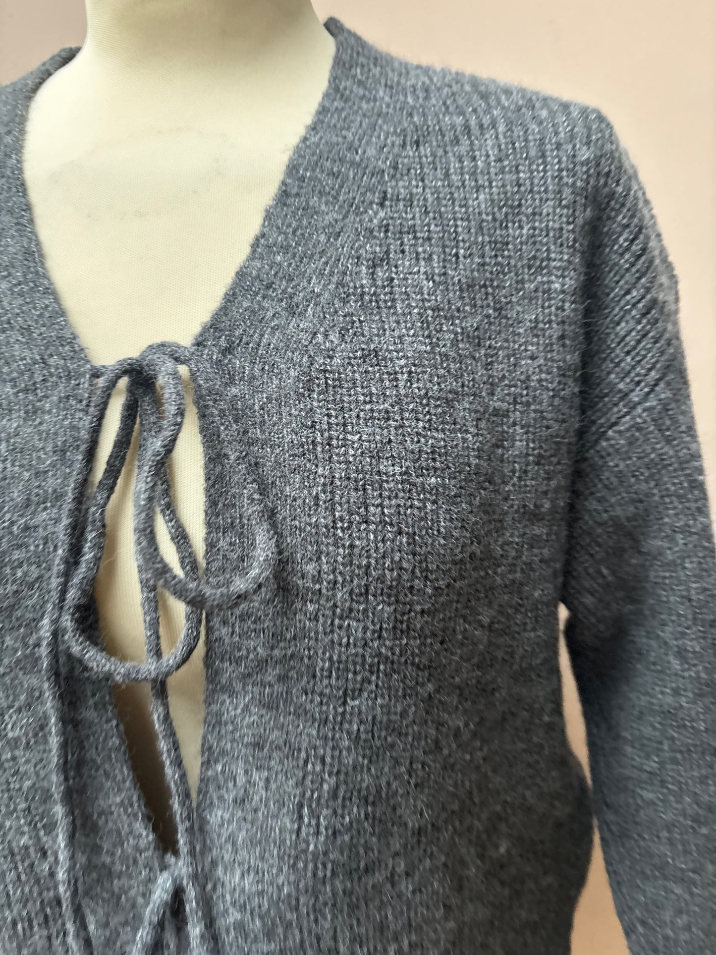 Grey knit front tie cardigan size 10